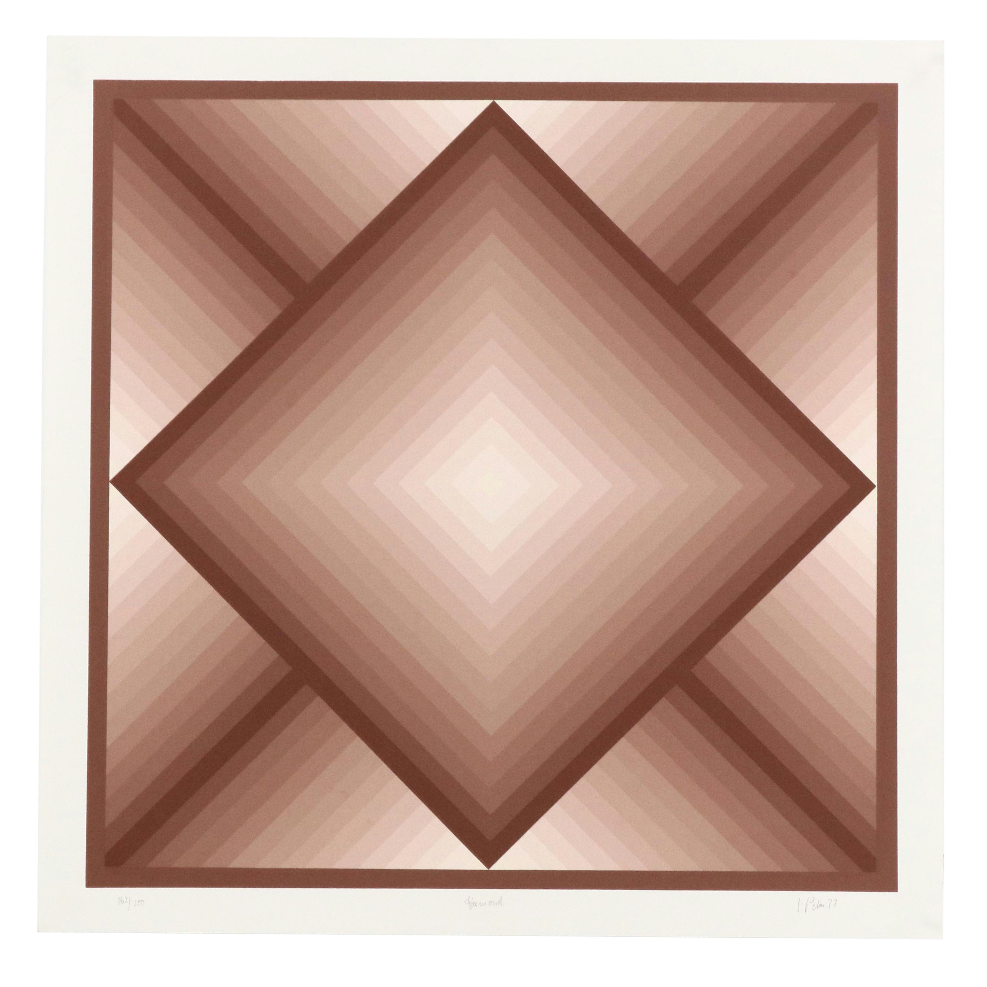 Jürgen Peters Geometric Abstract Serigraph "Diamond," 1977