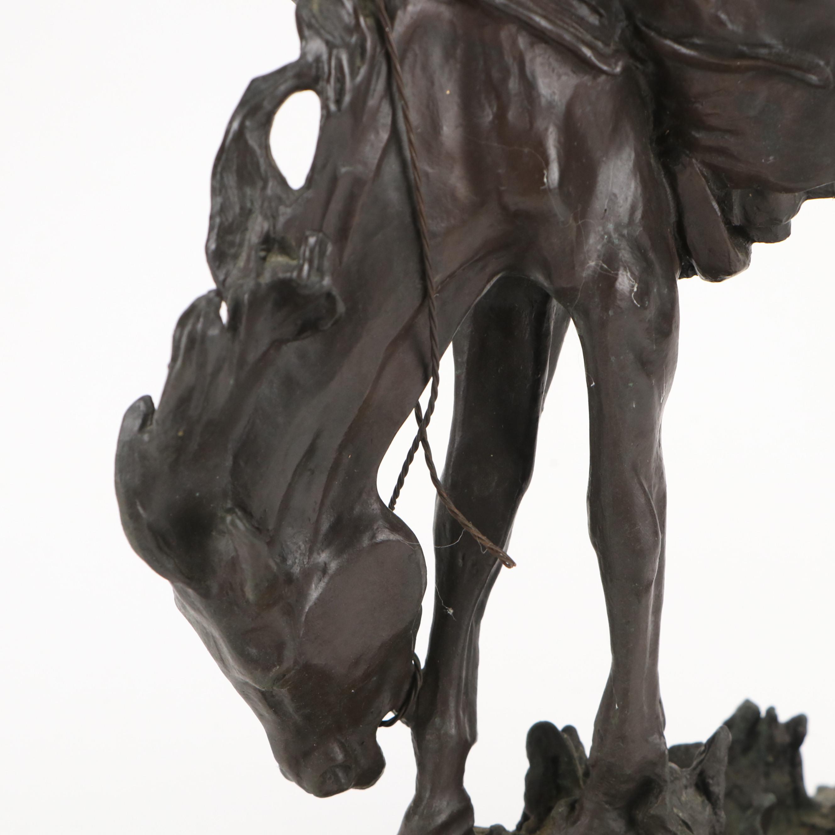Bronzed Metal Sculpture "The Outlaw" After Frederic Remington