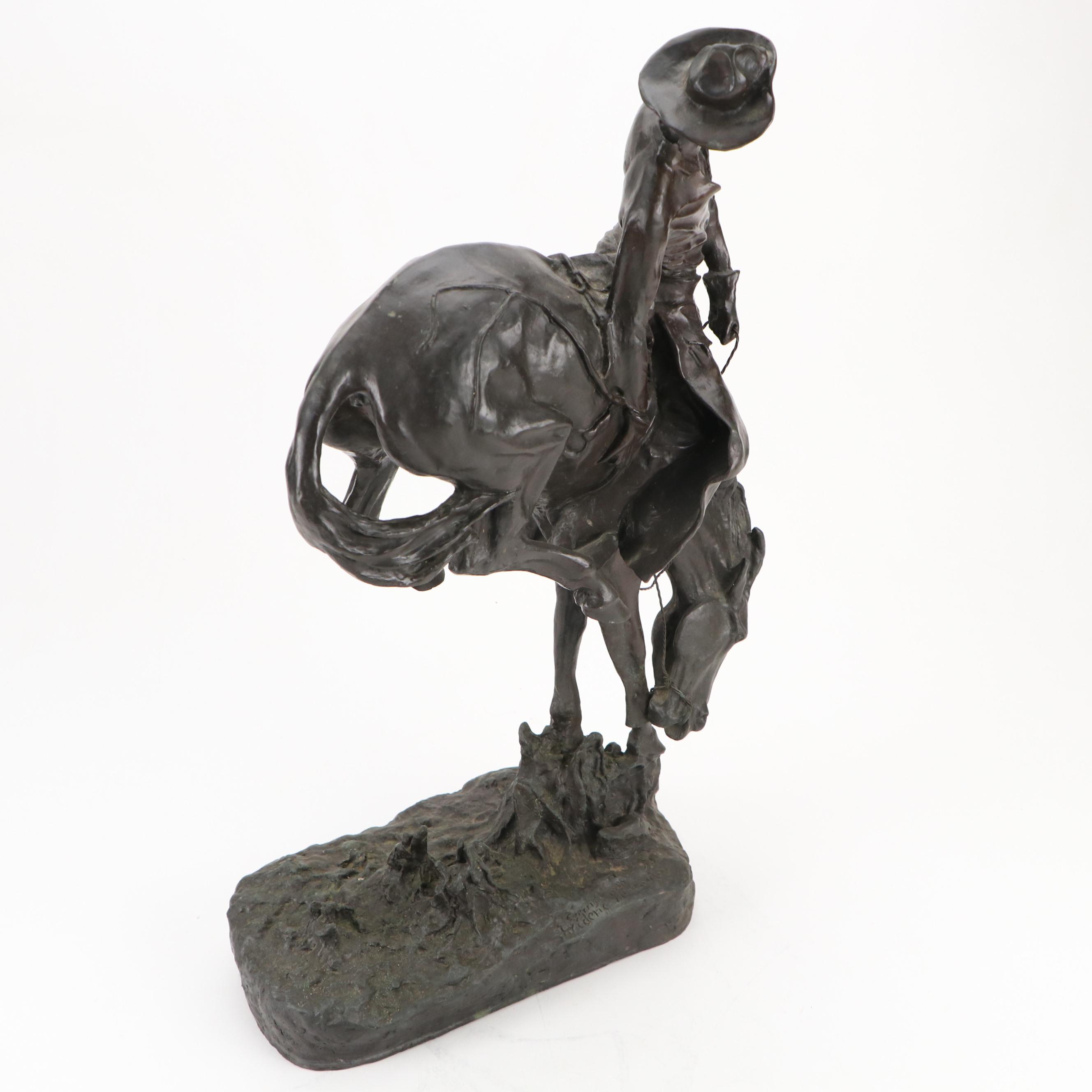 Bronzed Metal Sculpture "The Outlaw" After Frederic Remington