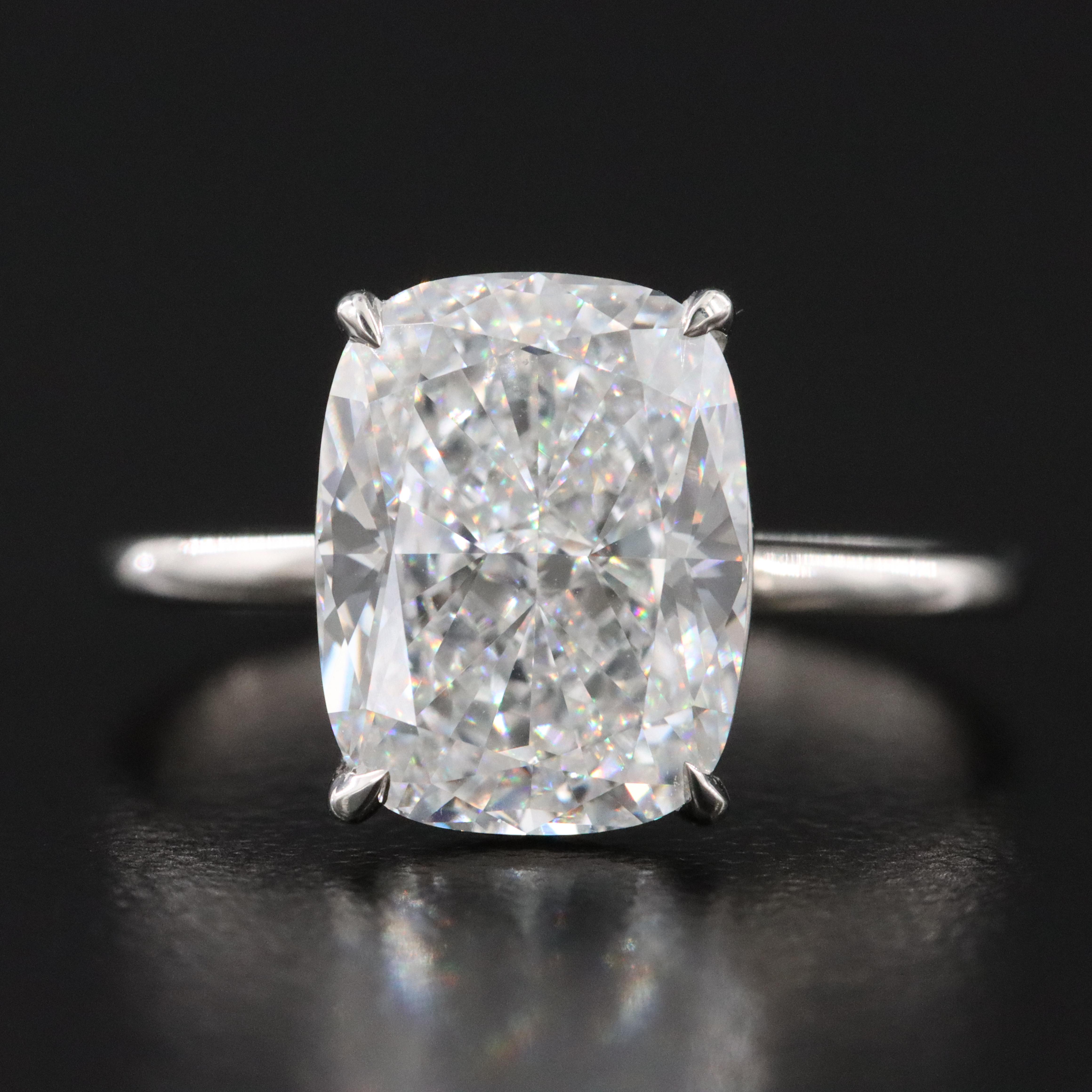 Platinum 4.34 CT Lab Grown Diamond Solitaire Ring with IGI Report