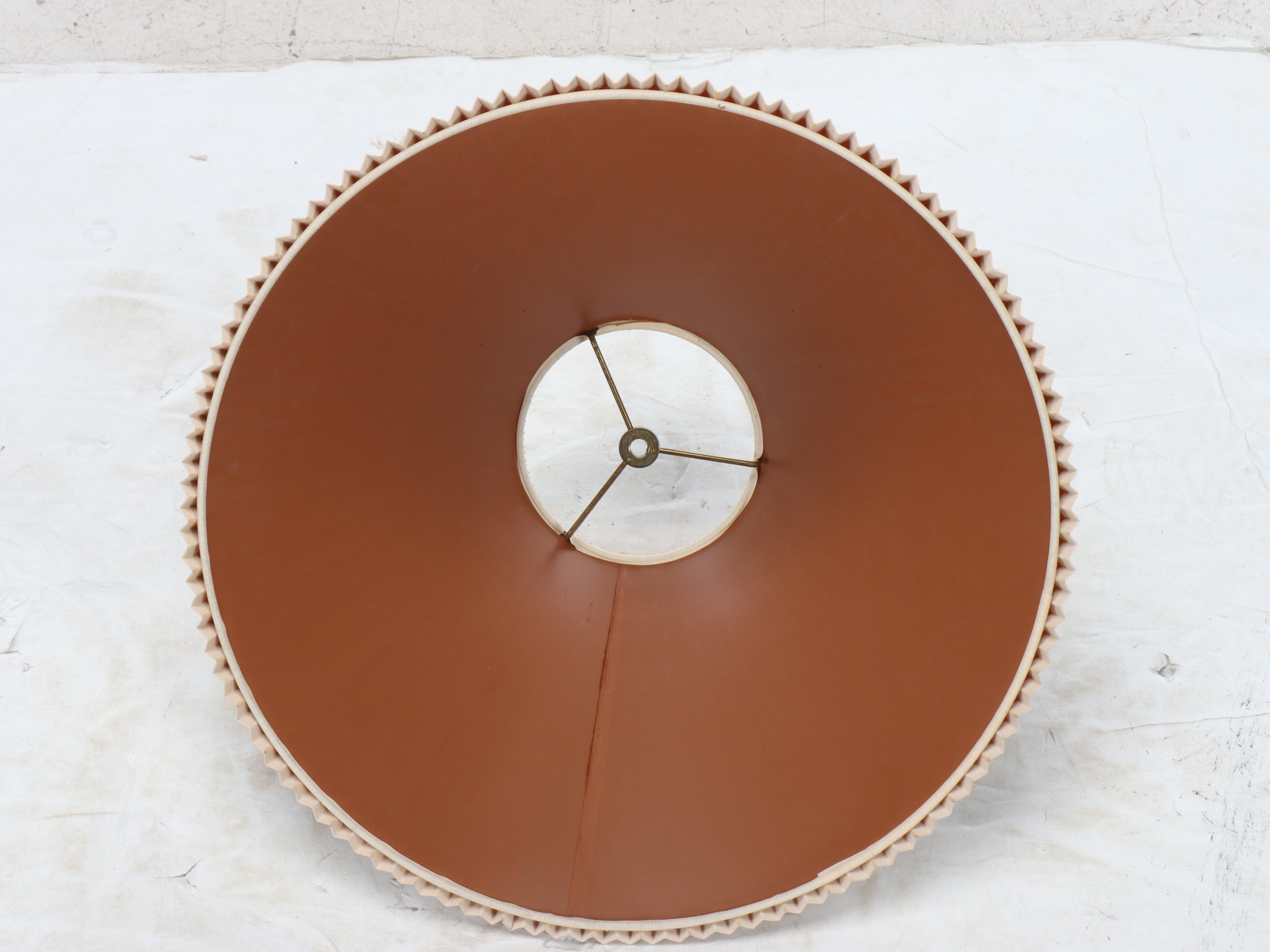 Stiffel Lotus Form Brass and Glass Table Floor Lamp with Pleated Coolie Shade