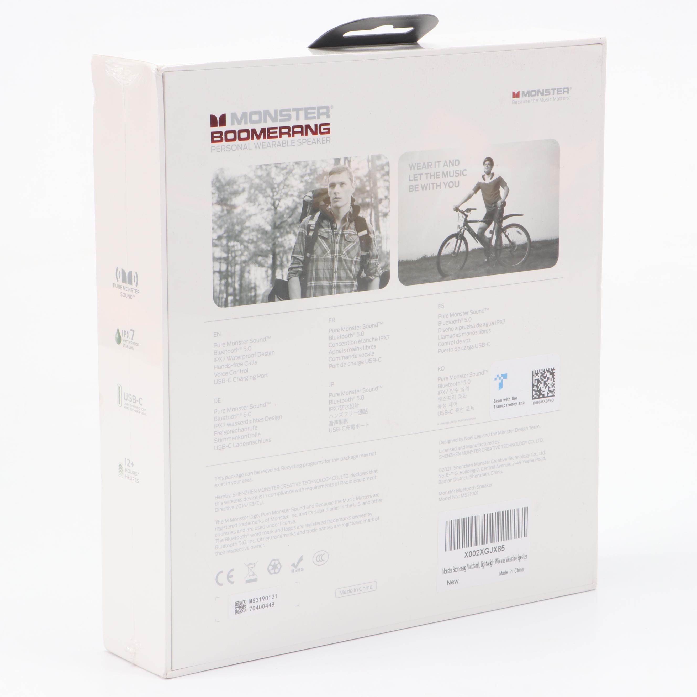 Monster Boomerang Personal Wearable Bluetooth Speaker