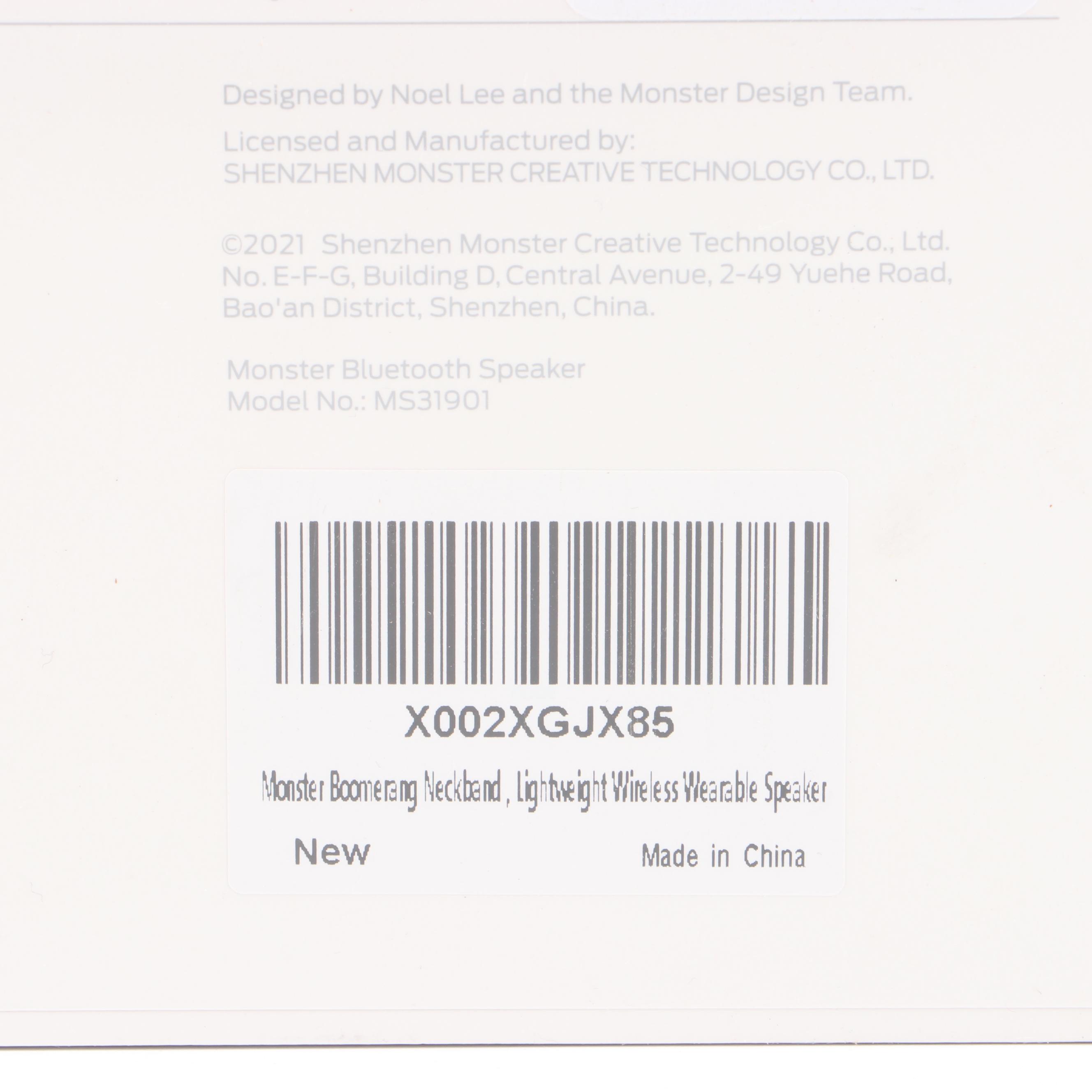 Monster Boomerang Personal Wearable Bluetooth Speaker