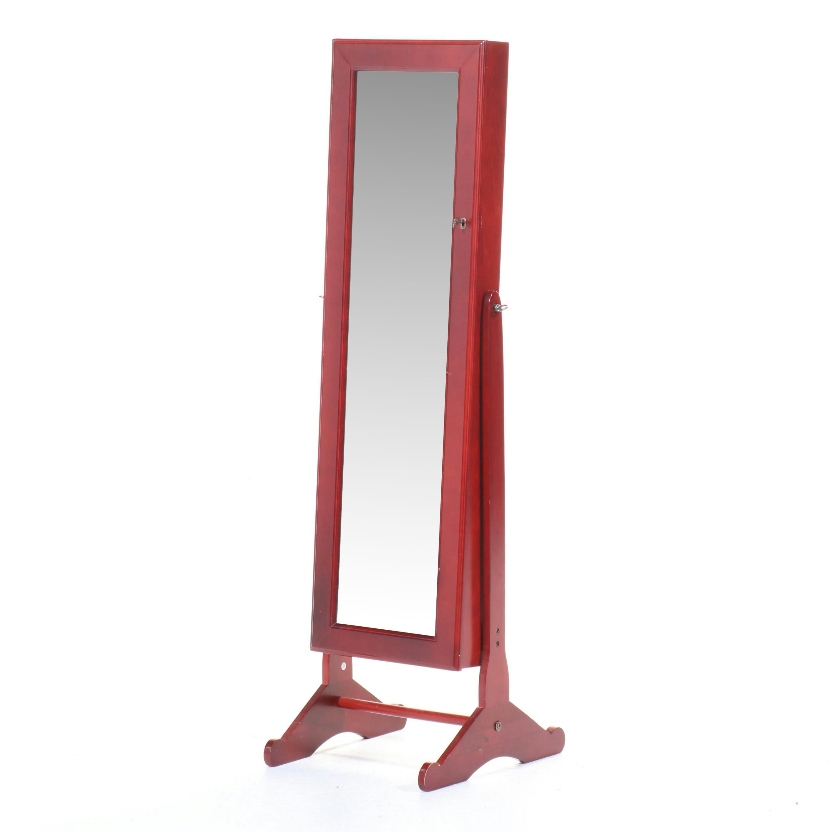 Lori Greiner Mahogany Finished Cheval Mirror/Jewelry Cabinet