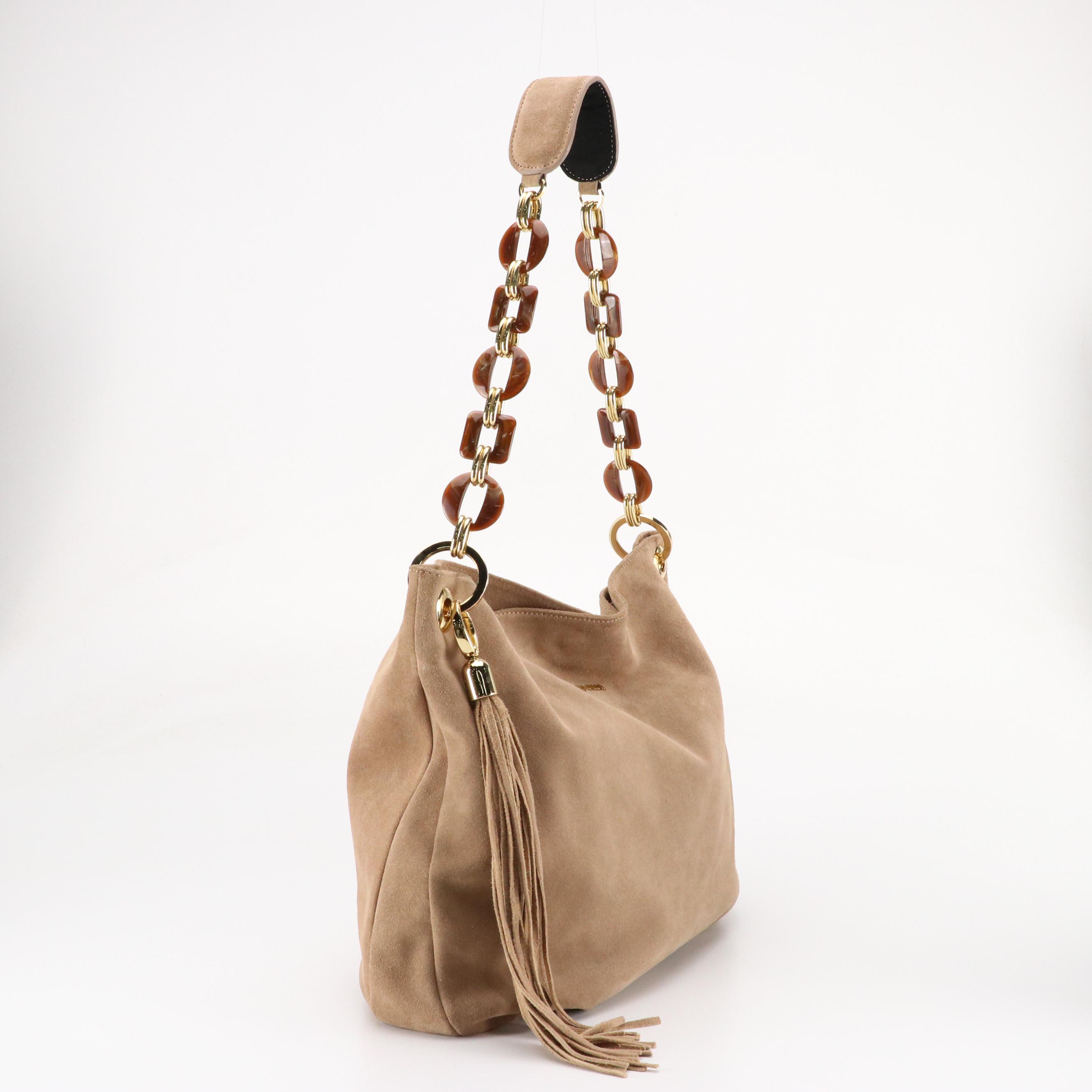 Kelly-Tooke Harley Slouchy Hobo Bag in "Topo" Suede with Tassel Charm