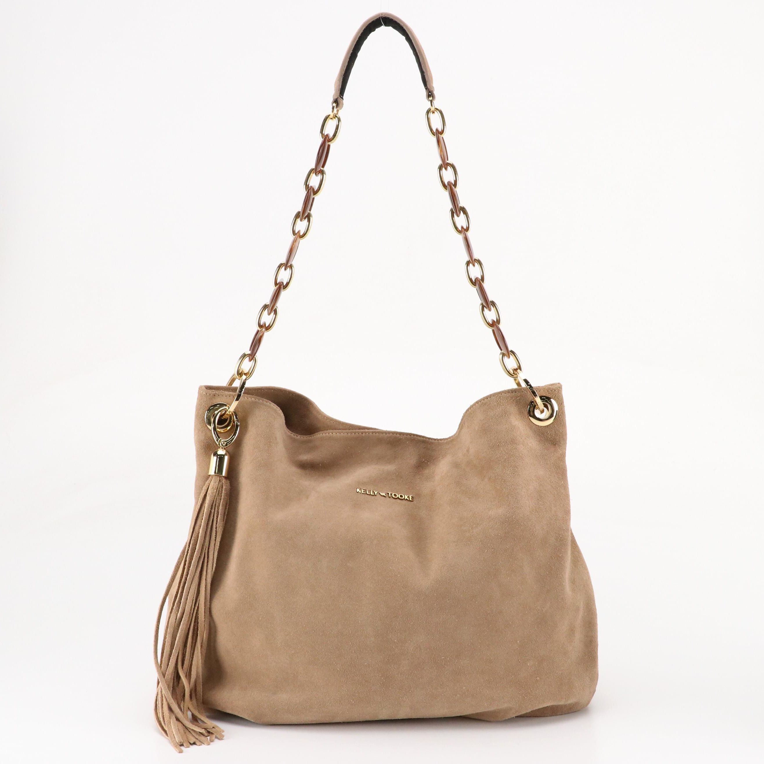 Kelly-Tooke Harley Slouchy Hobo Bag in "Topo" Suede with Tassel Charm