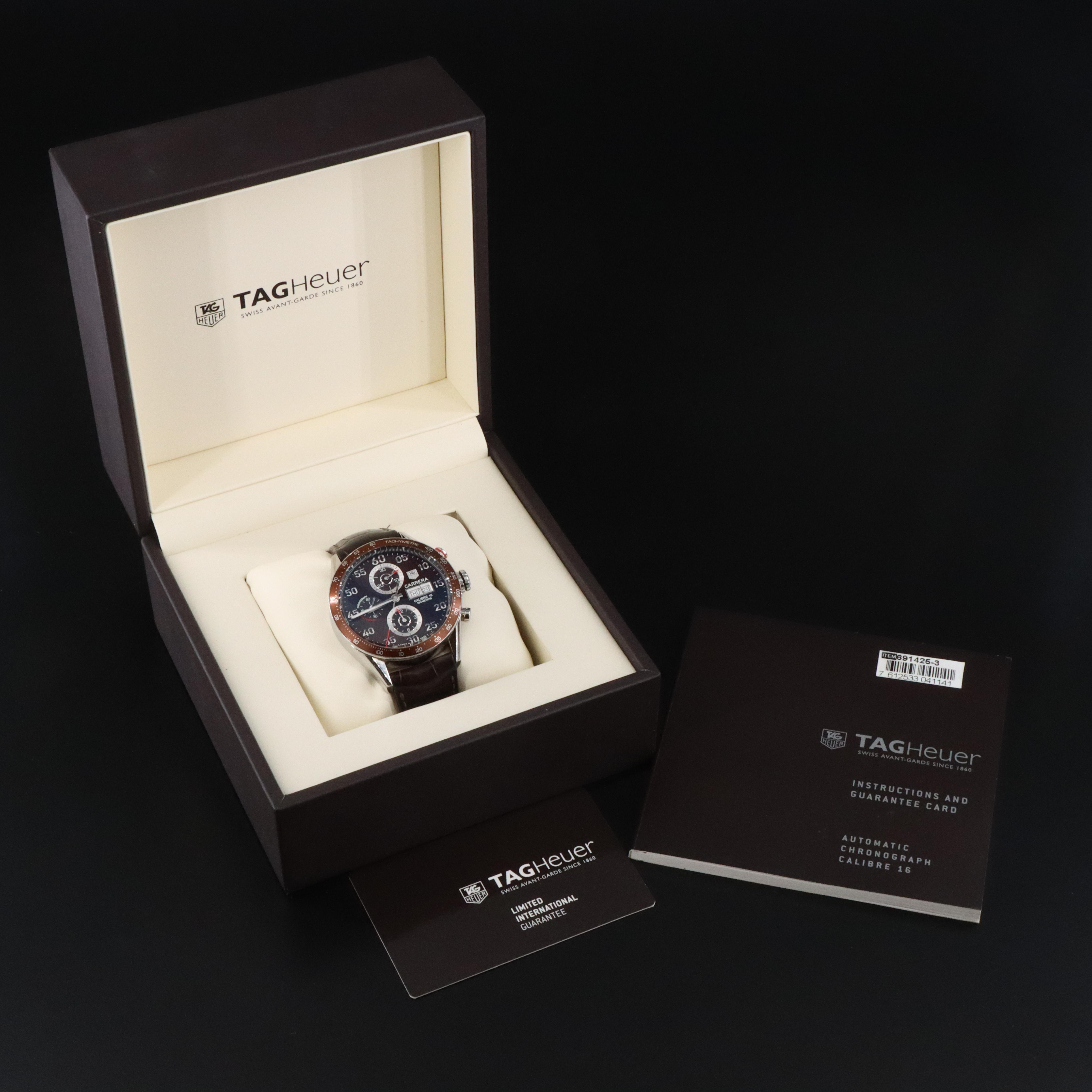 TAG Heuer Carrera Chronograph Brown 43mm Steel Automatic Watch CV2A12.FC6236