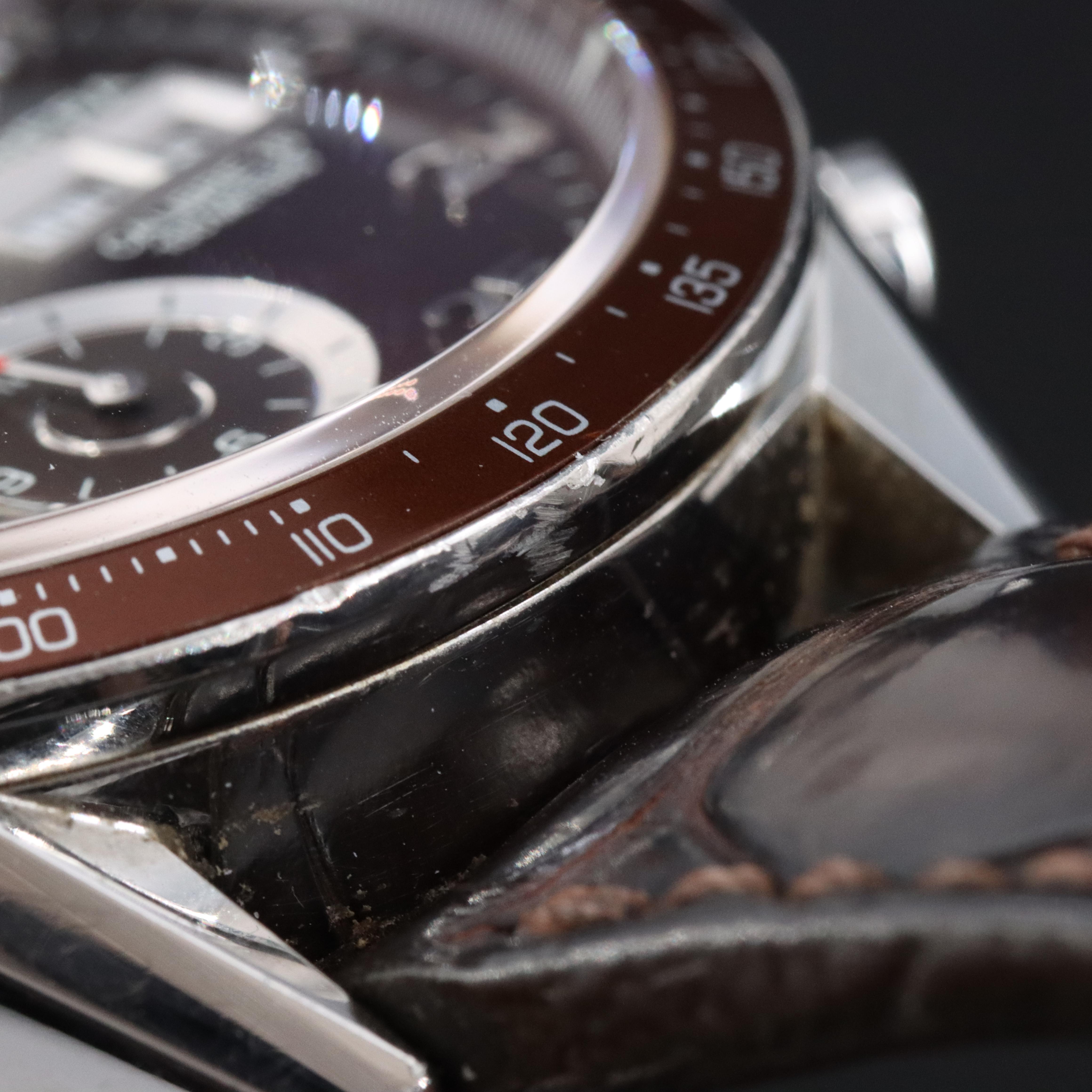 TAG Heuer Carrera Chronograph Brown 43mm Steel Automatic Watch CV2A12.FC6236