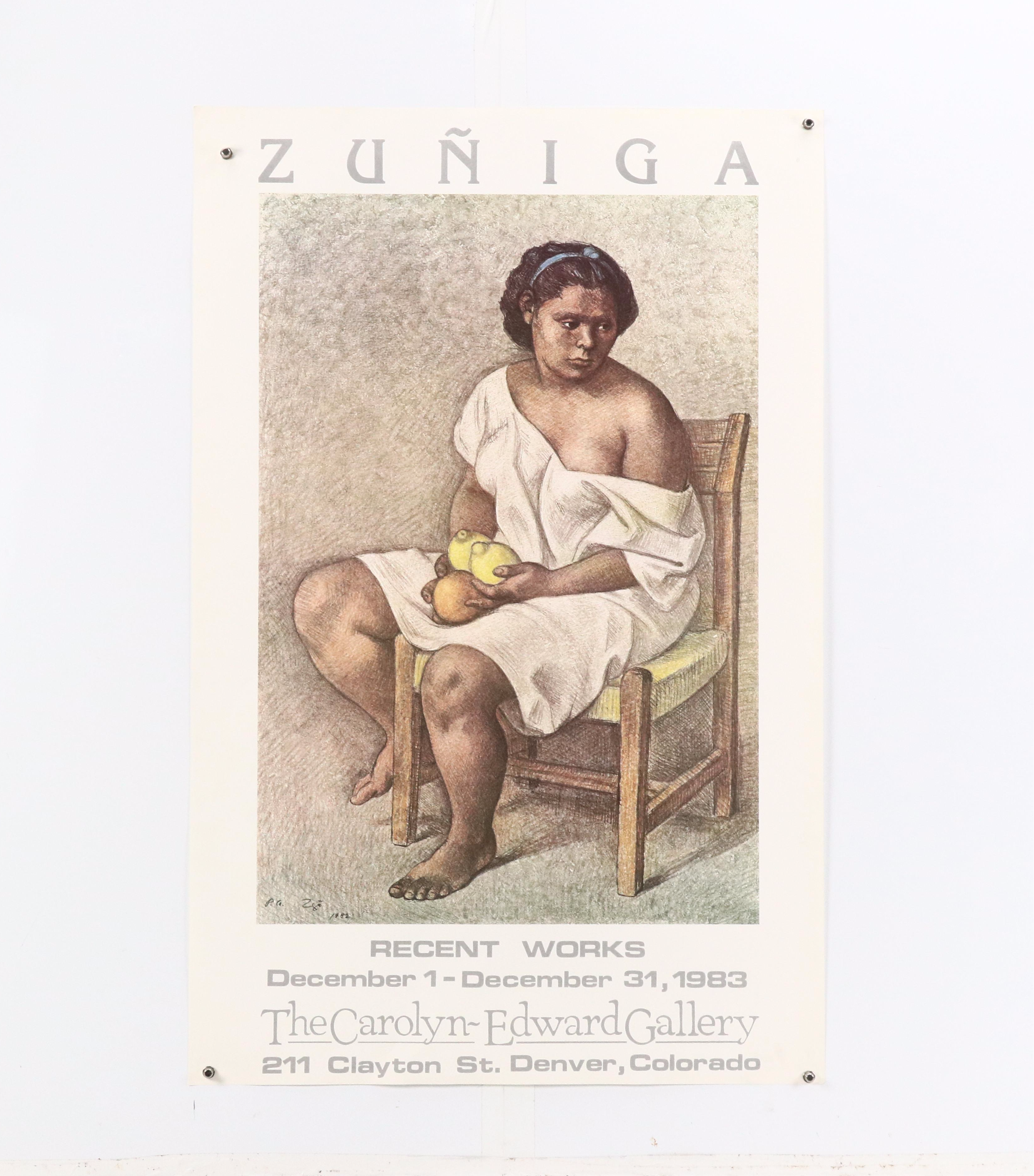 Francisco Zuñiga Offset Lithograph Exhibition Poster "Recent Works," 1983