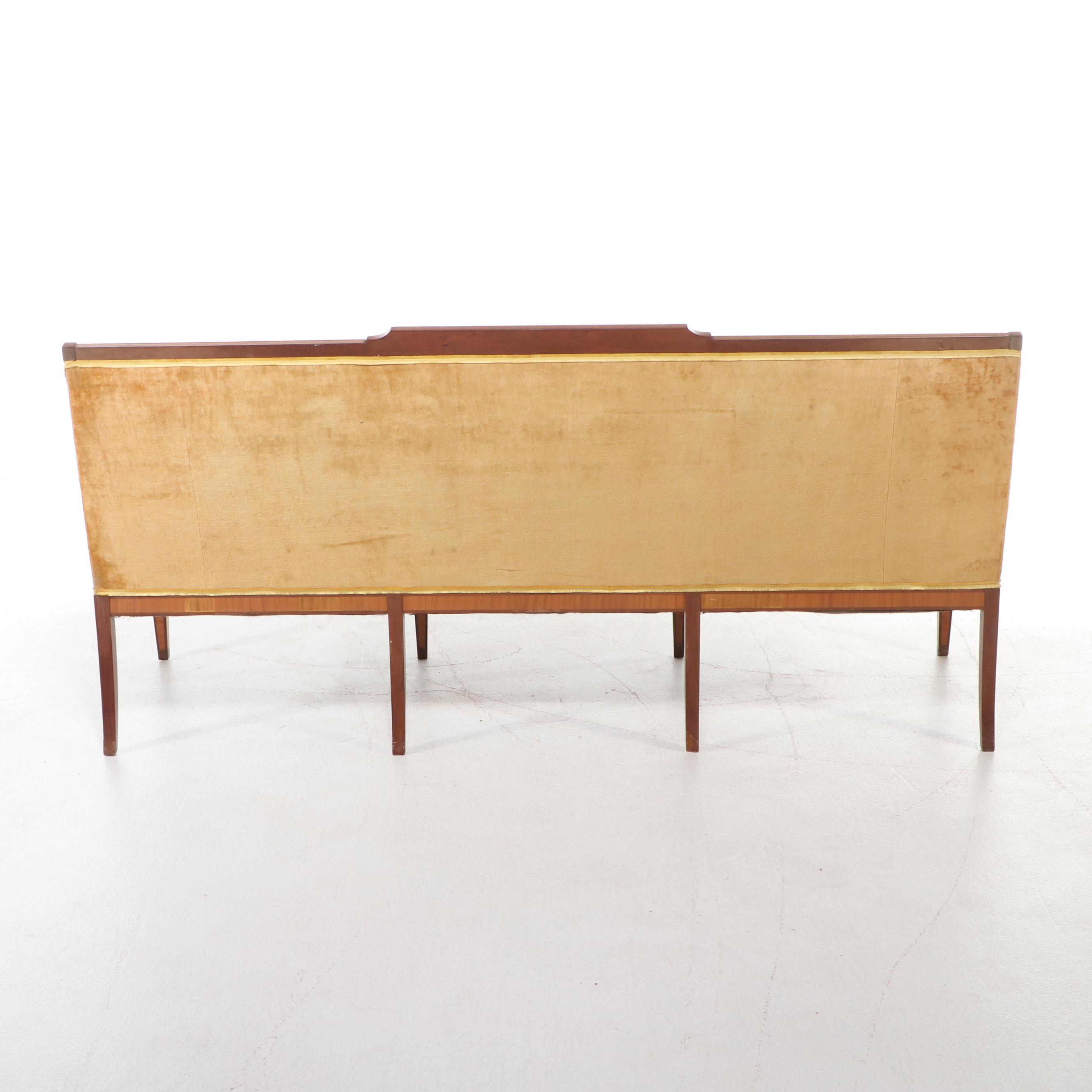 Hepplewhite Style Upholstered Satinwood and Mahogany Sofa