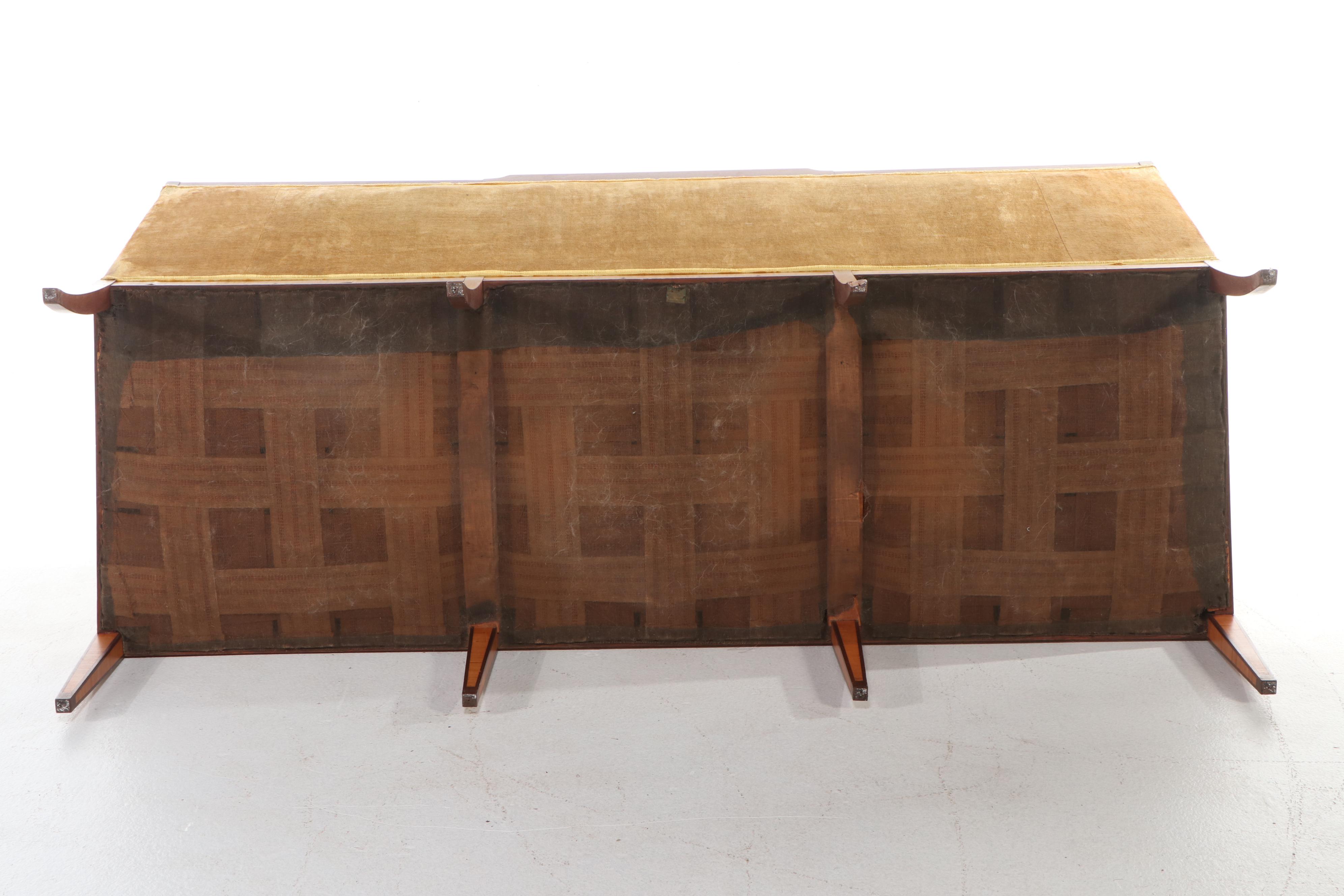 Hepplewhite Style Upholstered Satinwood and Mahogany Sofa