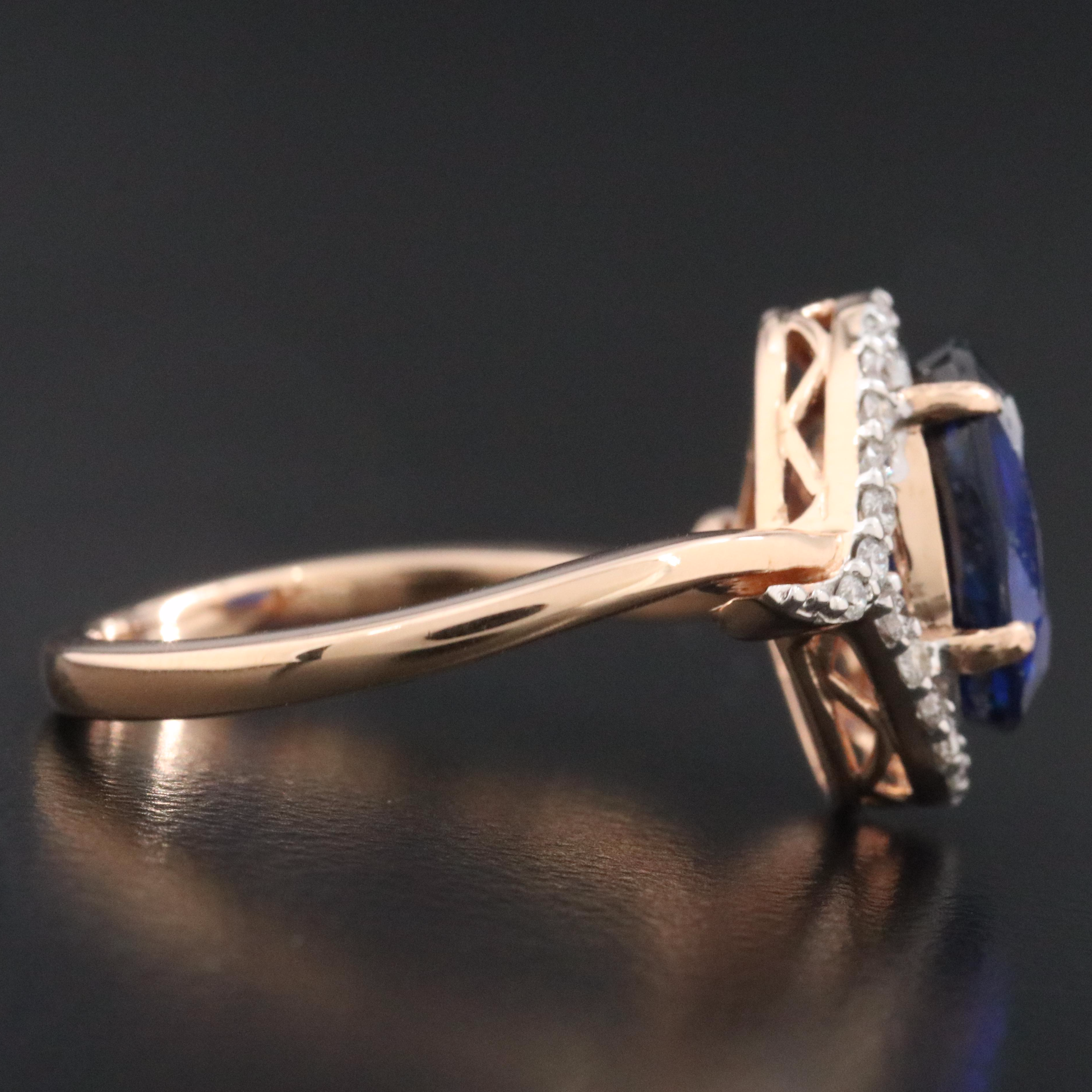 14K Rose Gold Kyanite and Diamond Ring