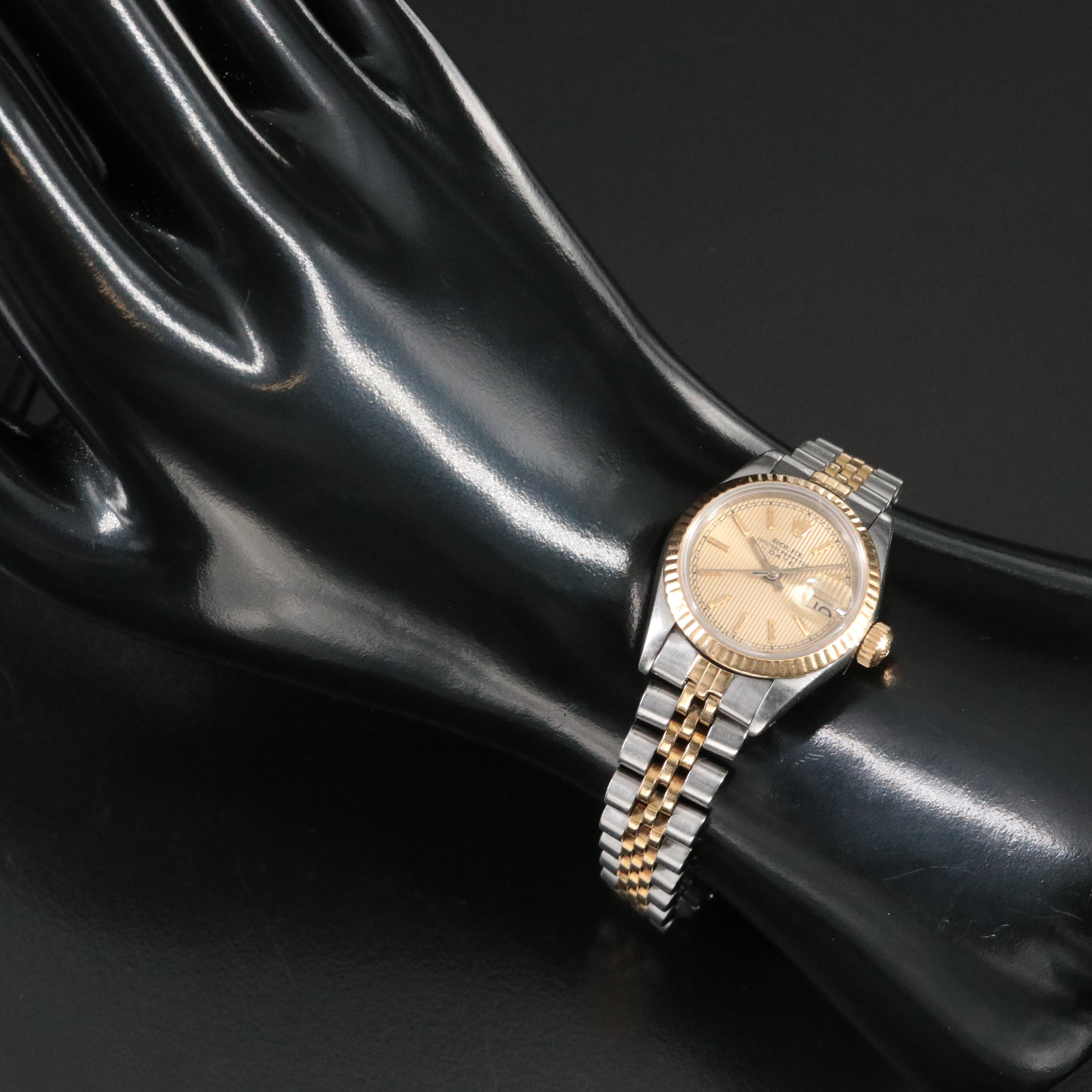 1983 Rolex Tapestry Dial Two Tone Oyster Perpetual Date Watch