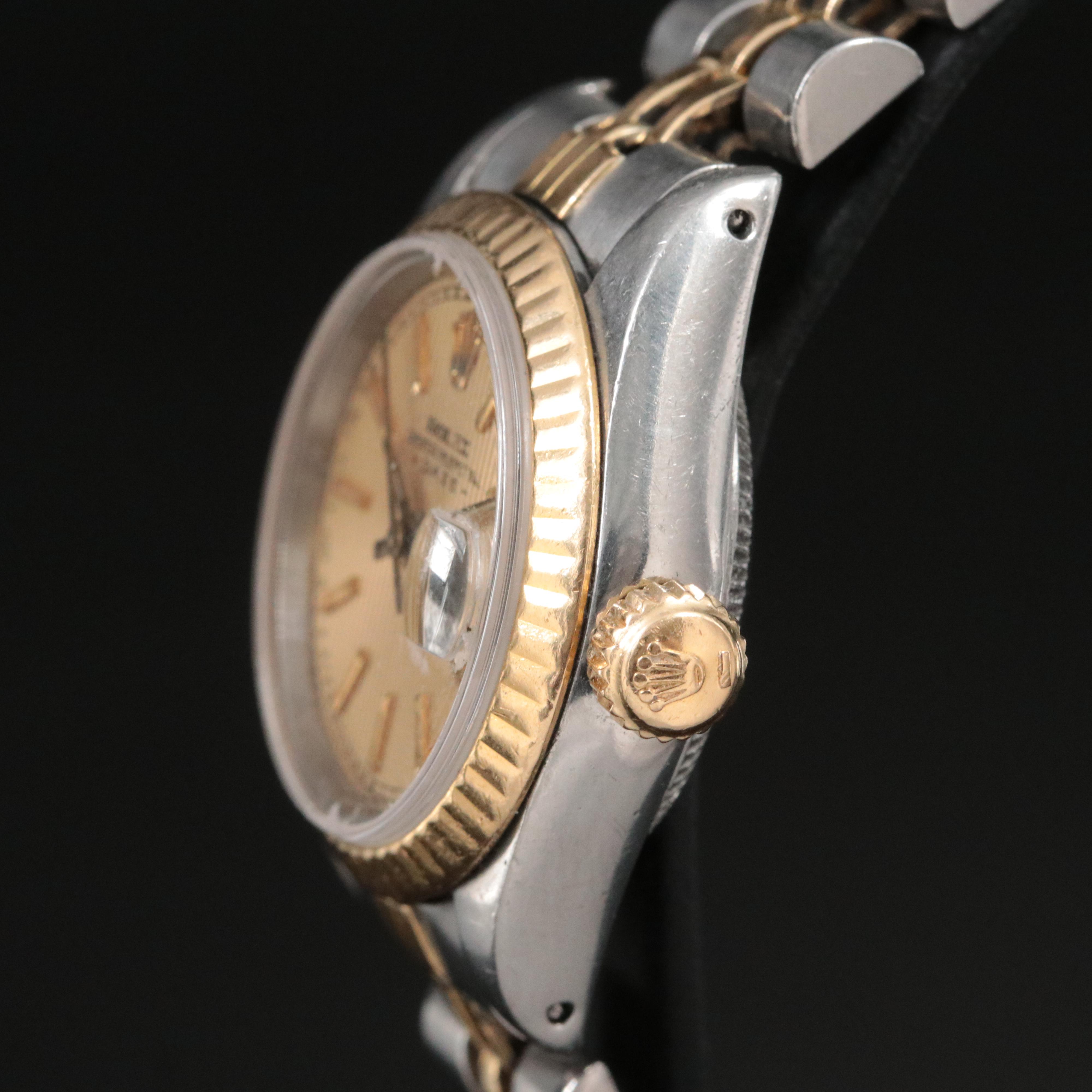 1983 Rolex Tapestry Dial Two Tone Oyster Perpetual Date Watch