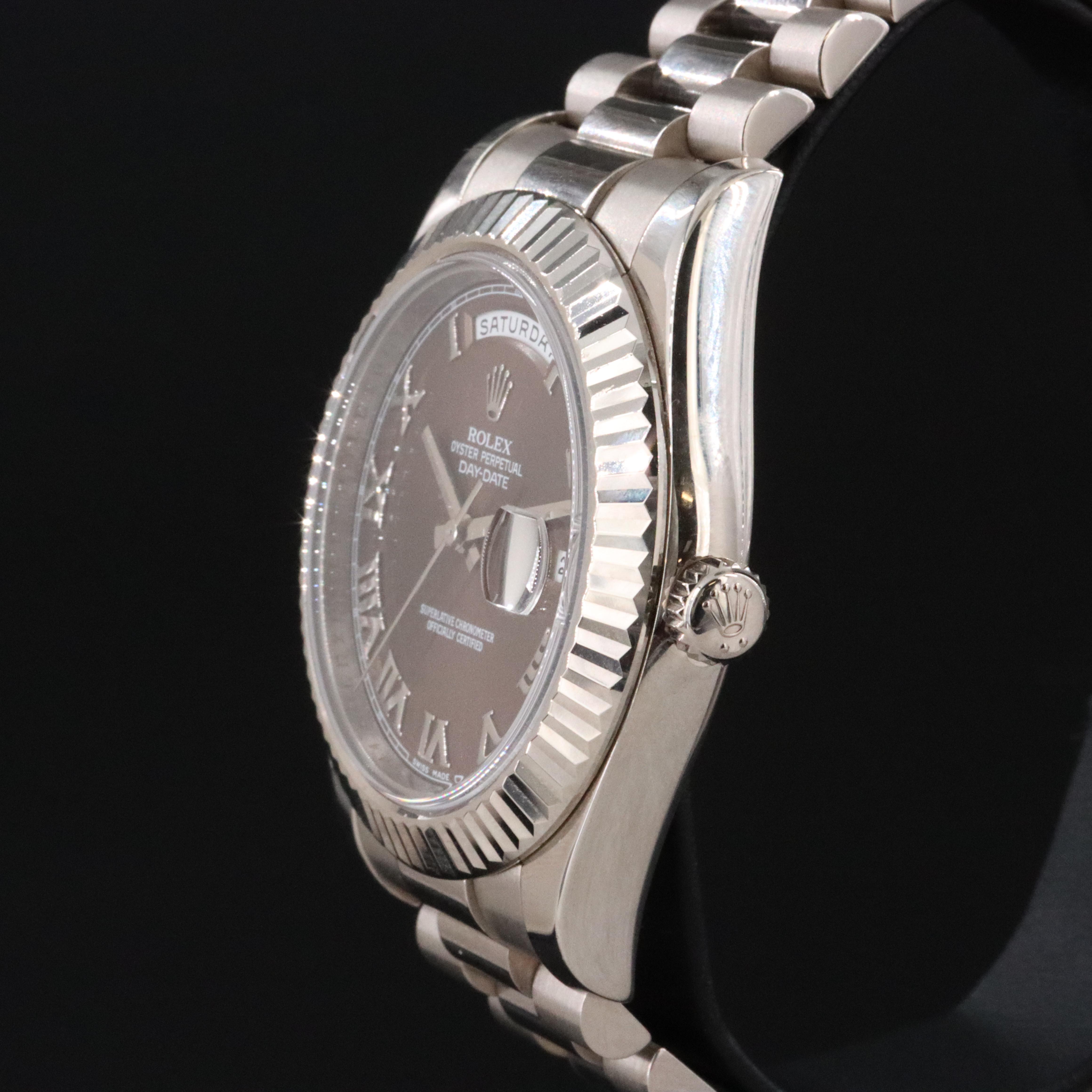 Rolex Day-Date II 218239 Chocolate 41mm 18K White Gold Automatic Watch