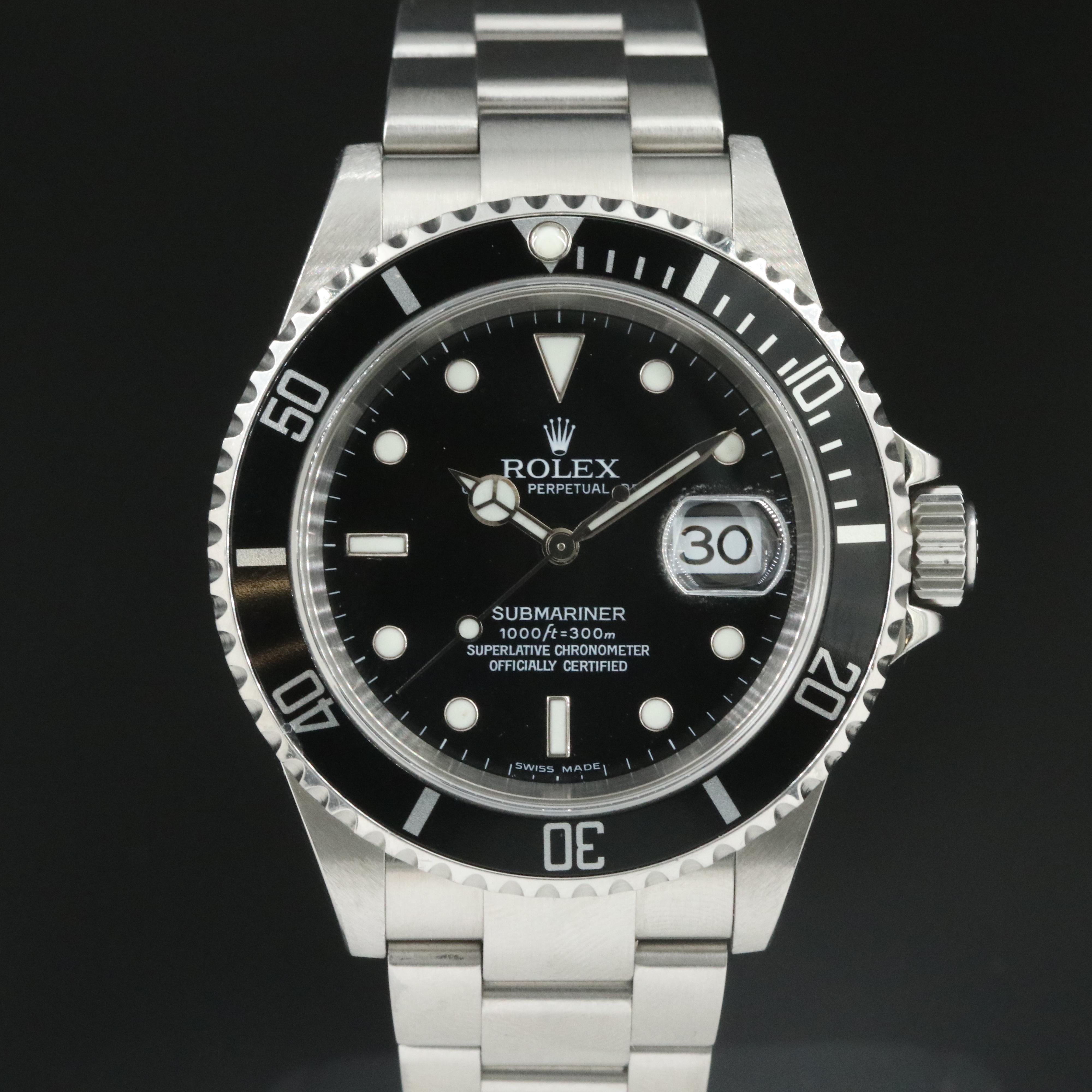 Rolex Submariner 16610 T Black 40mm Steel Automatic Watch