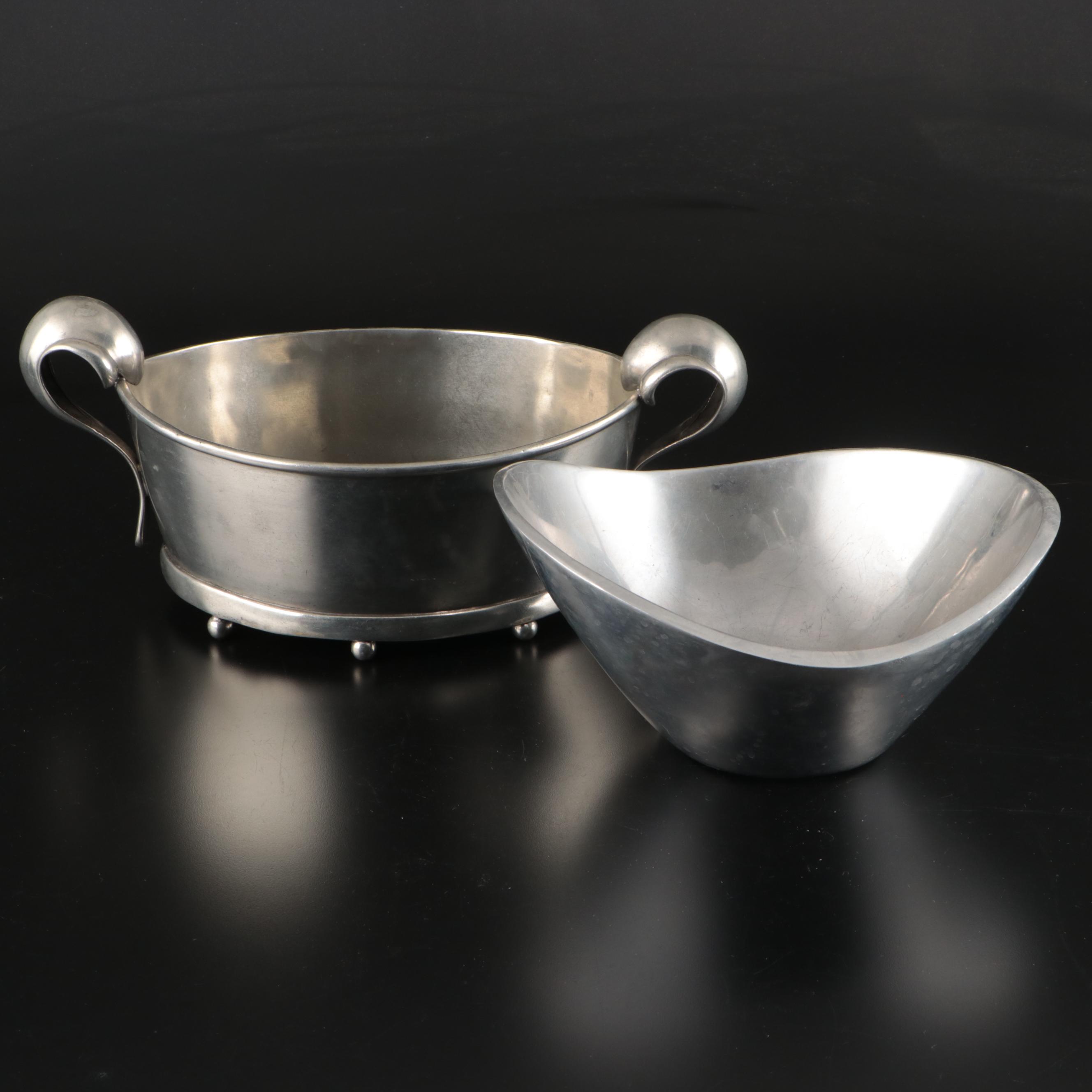 Nambé Metal Butterfly Bowl with Thai Contemporary Dual-Handled Planter