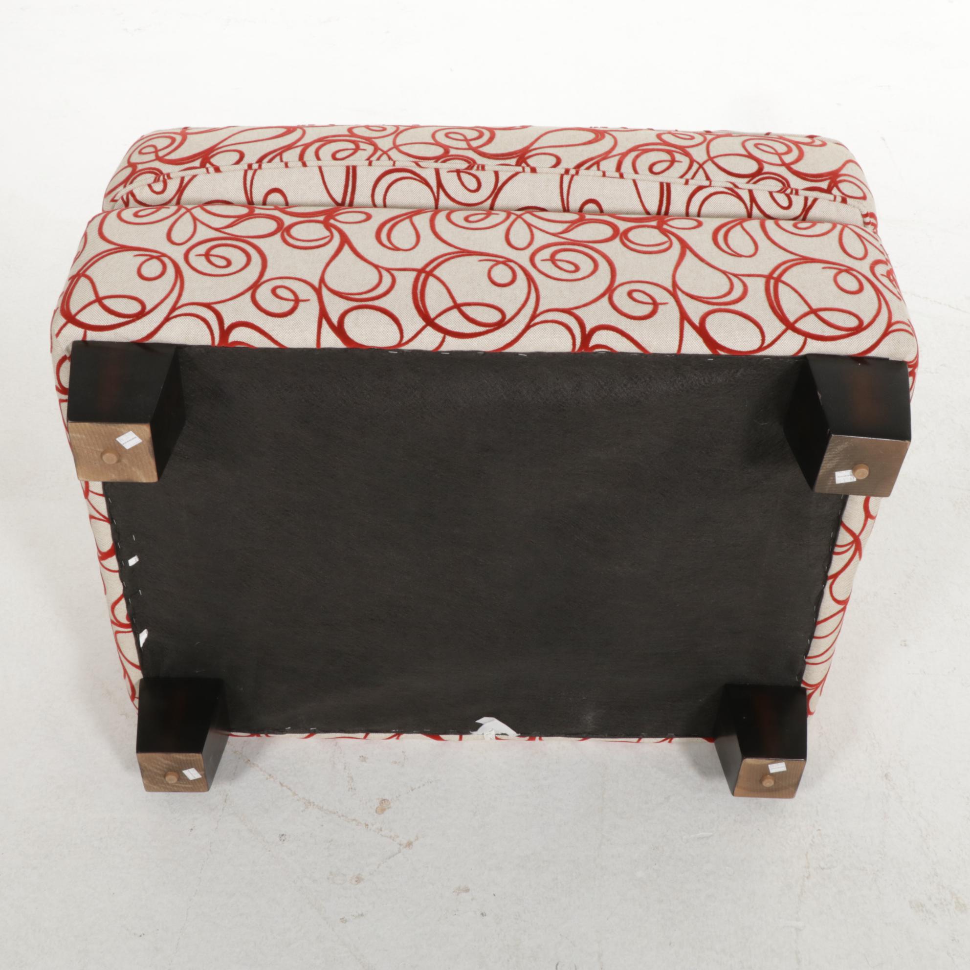 Klaussner Upholstered Corner Chair and Ottoman