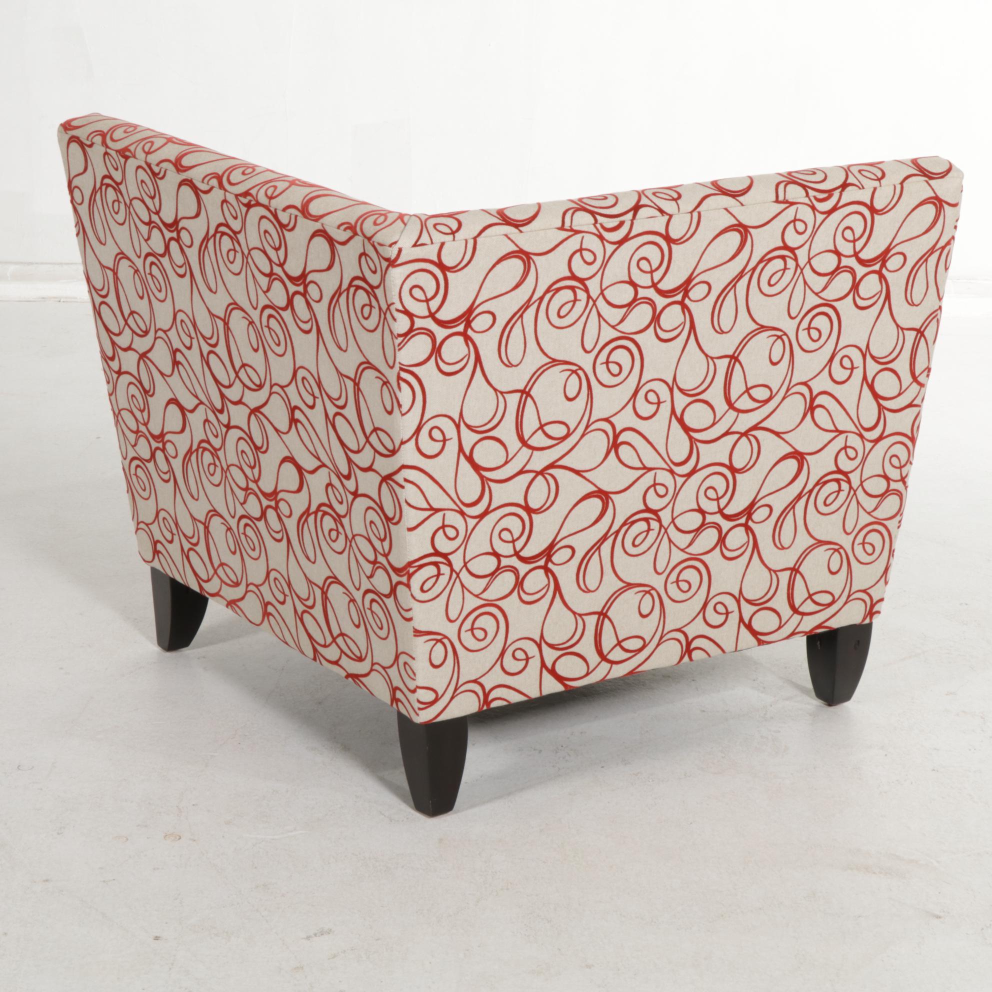 Klaussner Upholstered Corner Chair and Ottoman