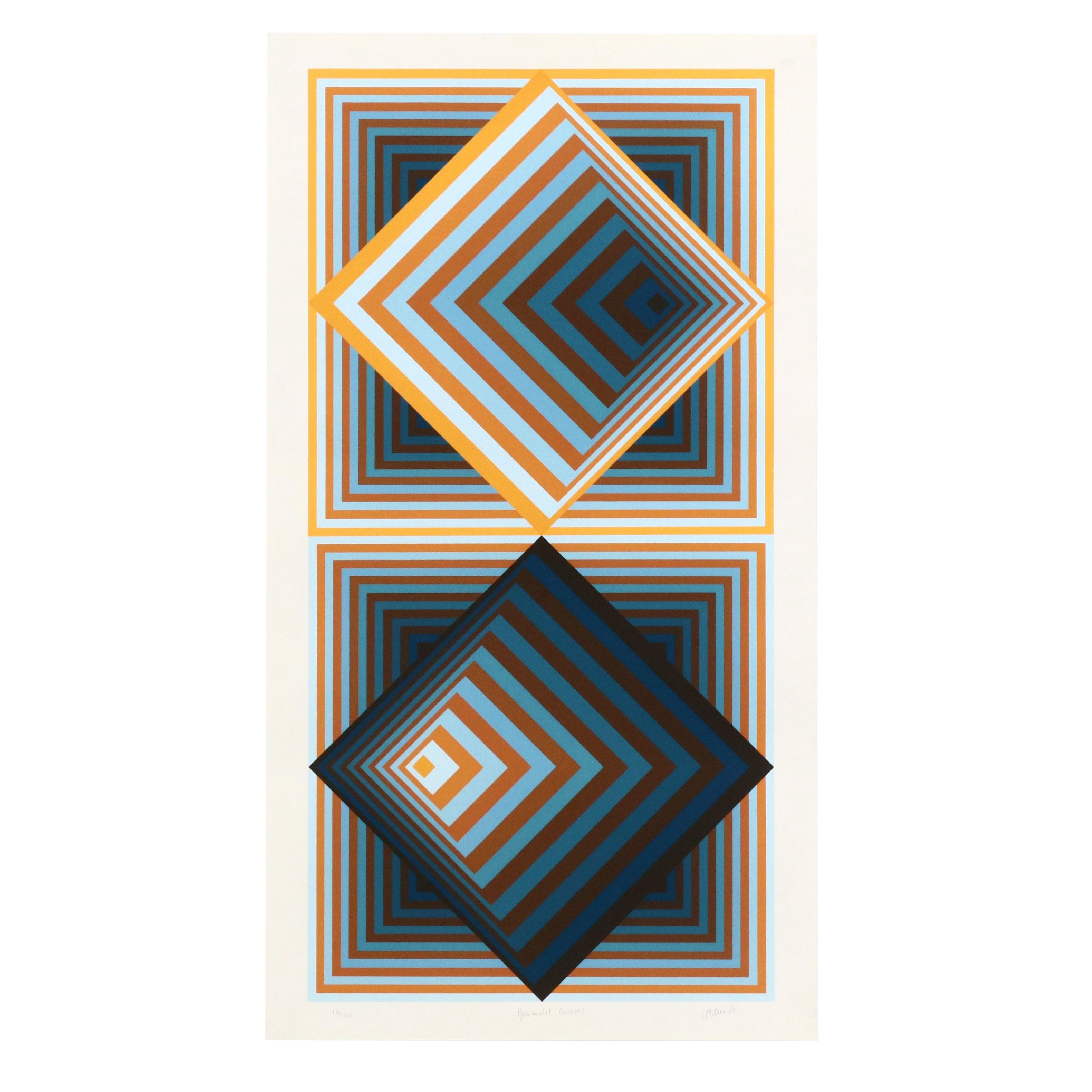 Jürgen Peters Op Art Serigraph "Pyramidal Contrast," 1981