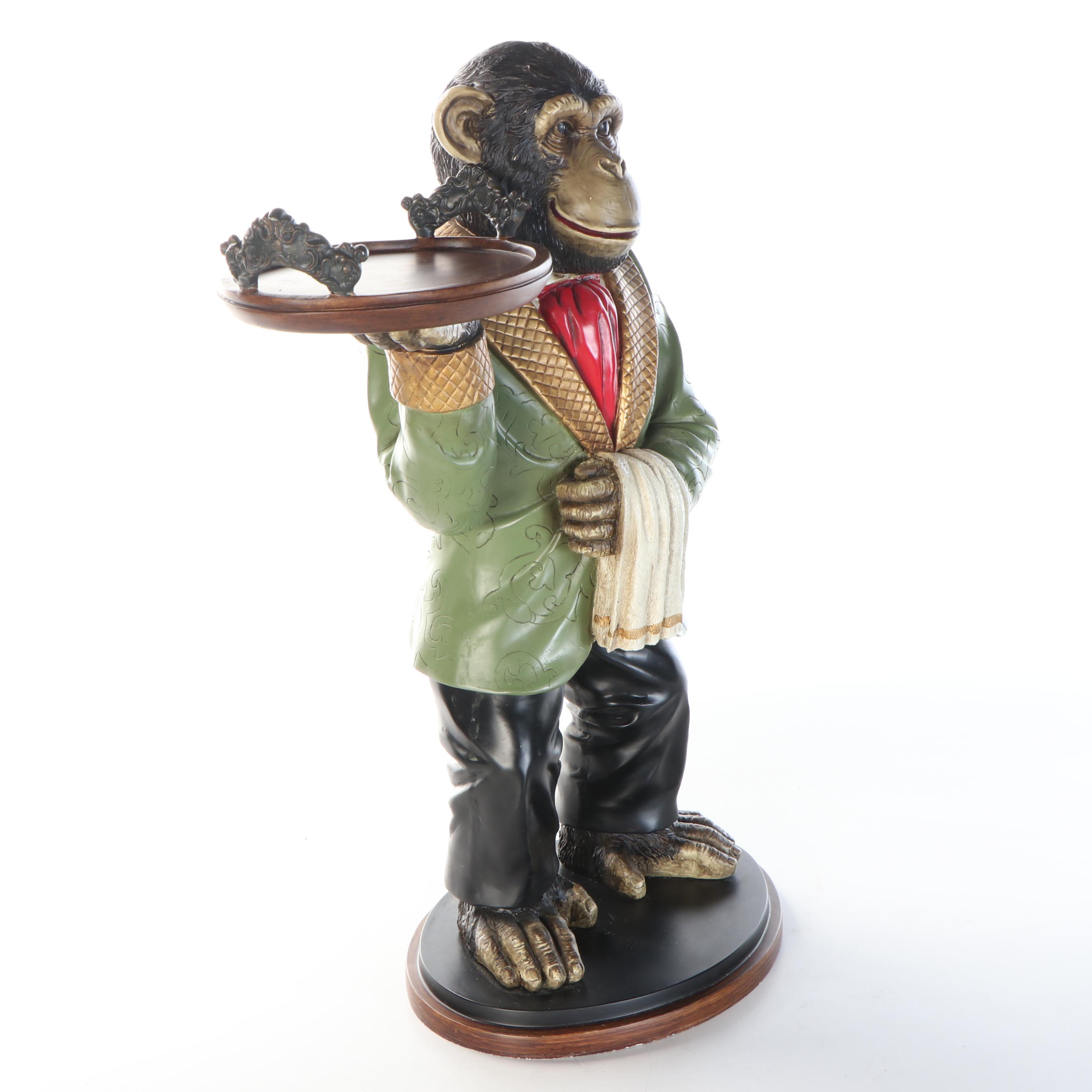Monkey Butler Resin Figural Side Table