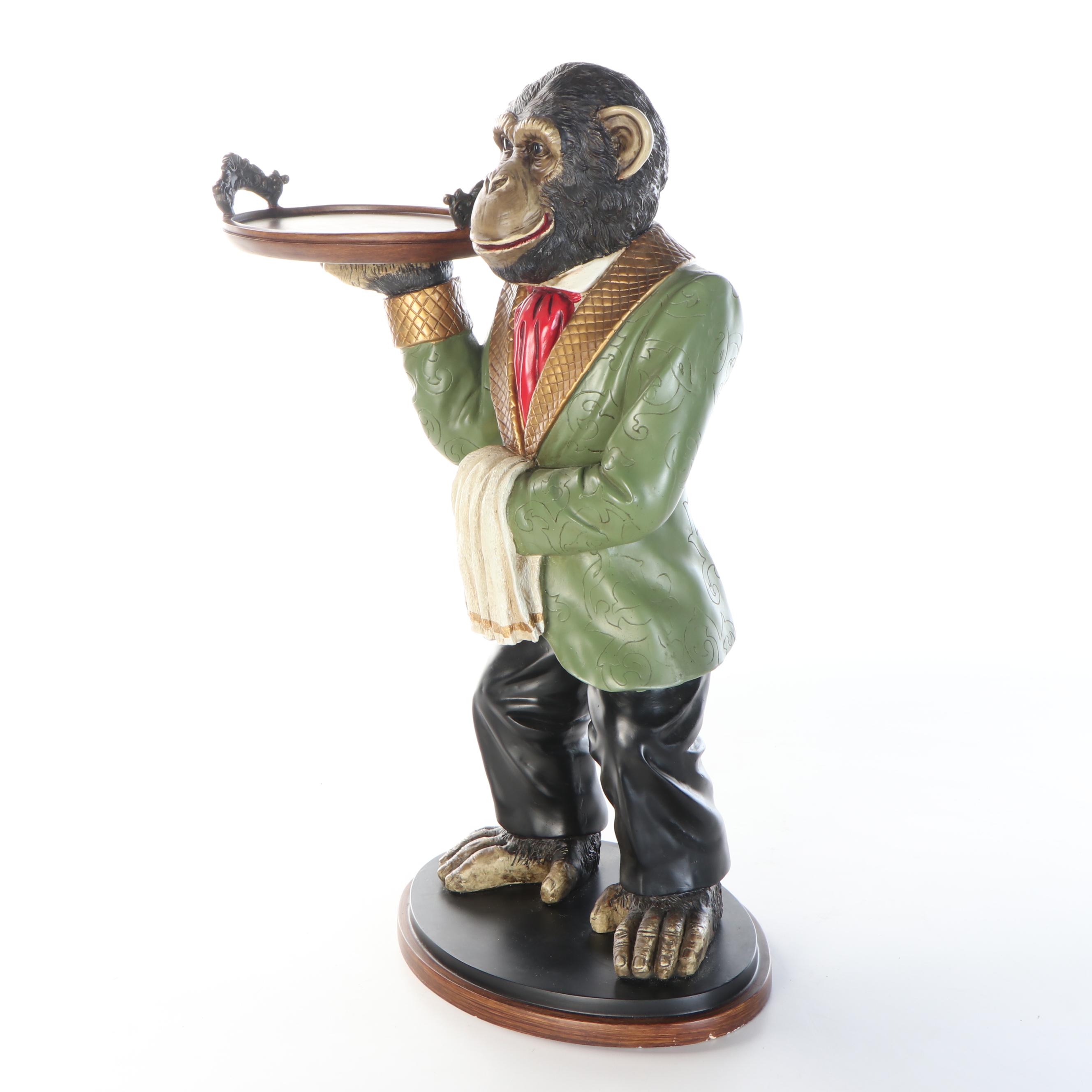 Monkey Butler Resin Figural Side Table