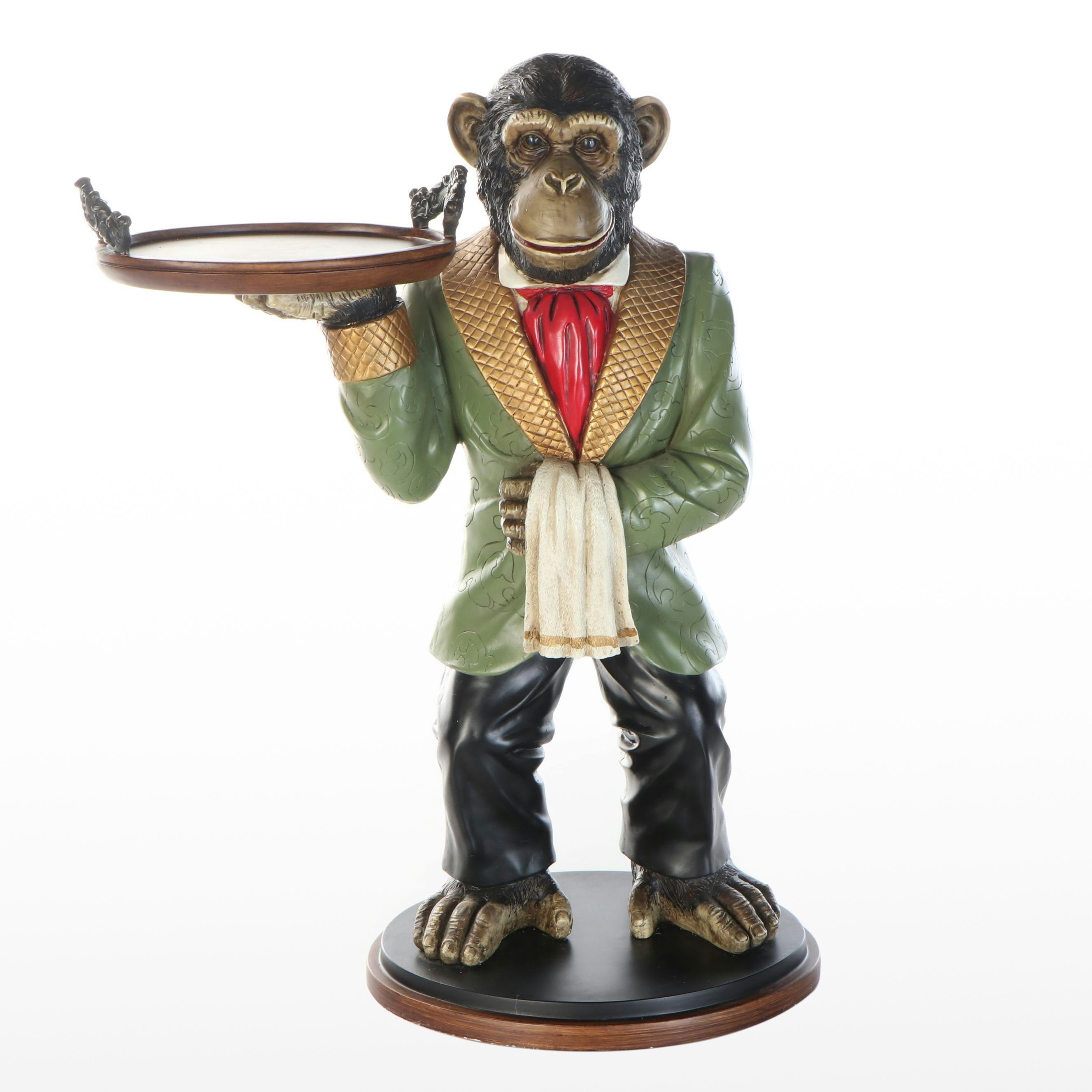 Monkey Butler Resin Figural Side Table
