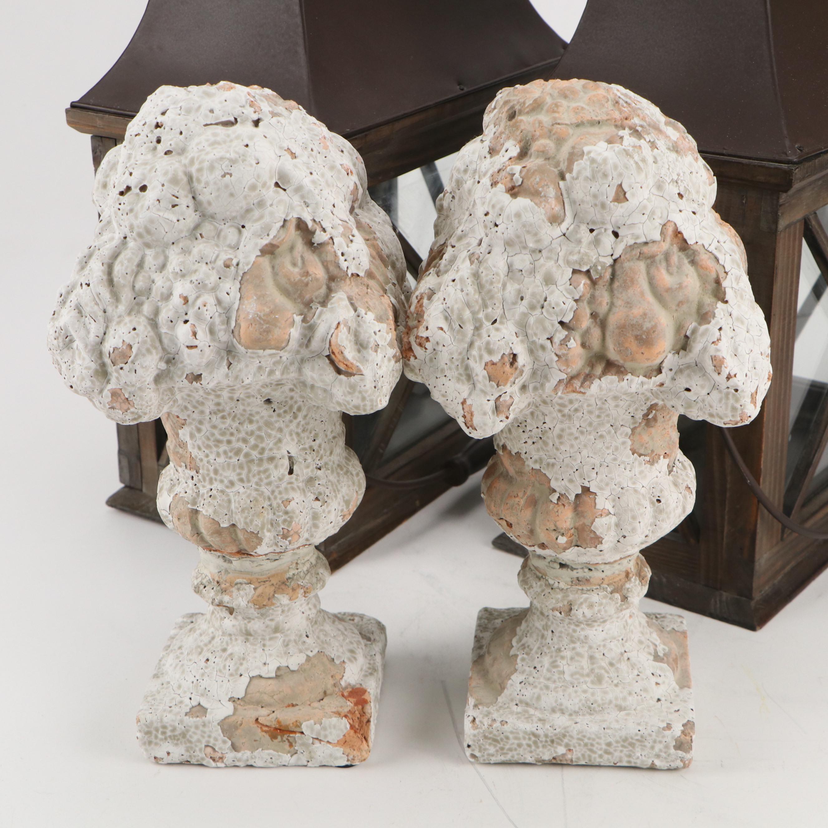 Luminara Battery-Operated Pillar Candles with Lanterns and Terracotta Topiaries