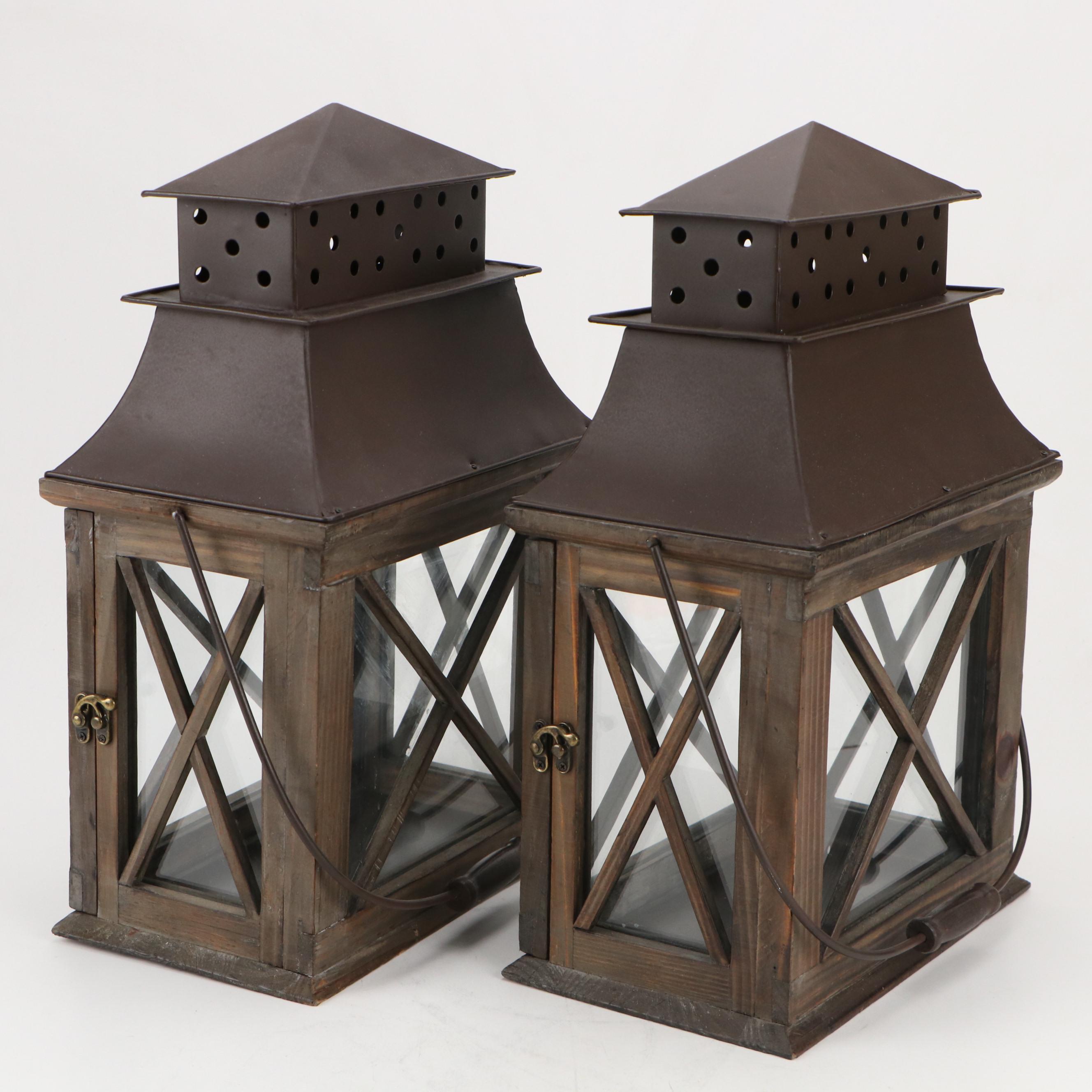 Luminara Battery-Operated Pillar Candles with Lanterns and Terracotta Topiaries