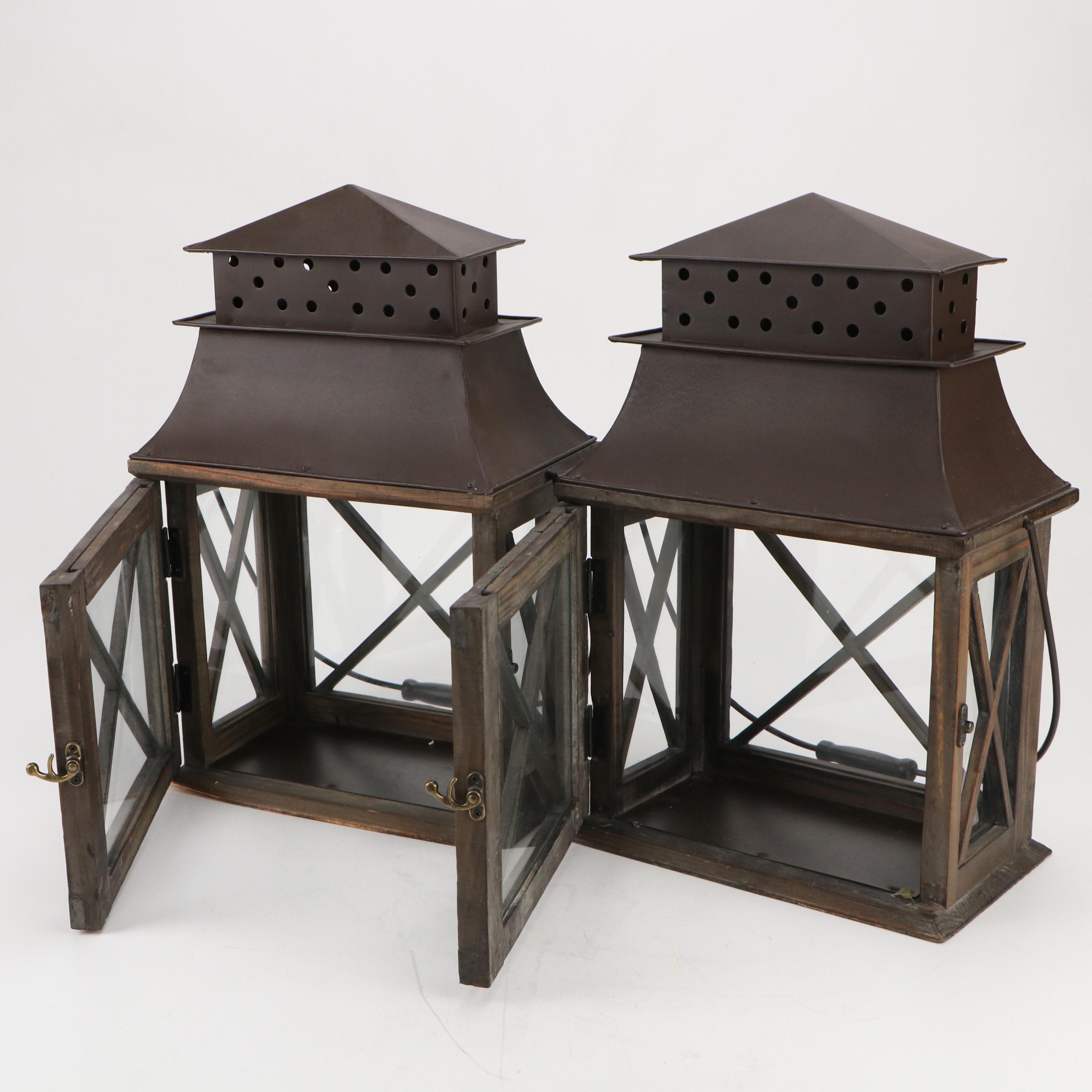 Luminara Battery-Operated Pillar Candles with Lanterns and Terracotta Topiaries