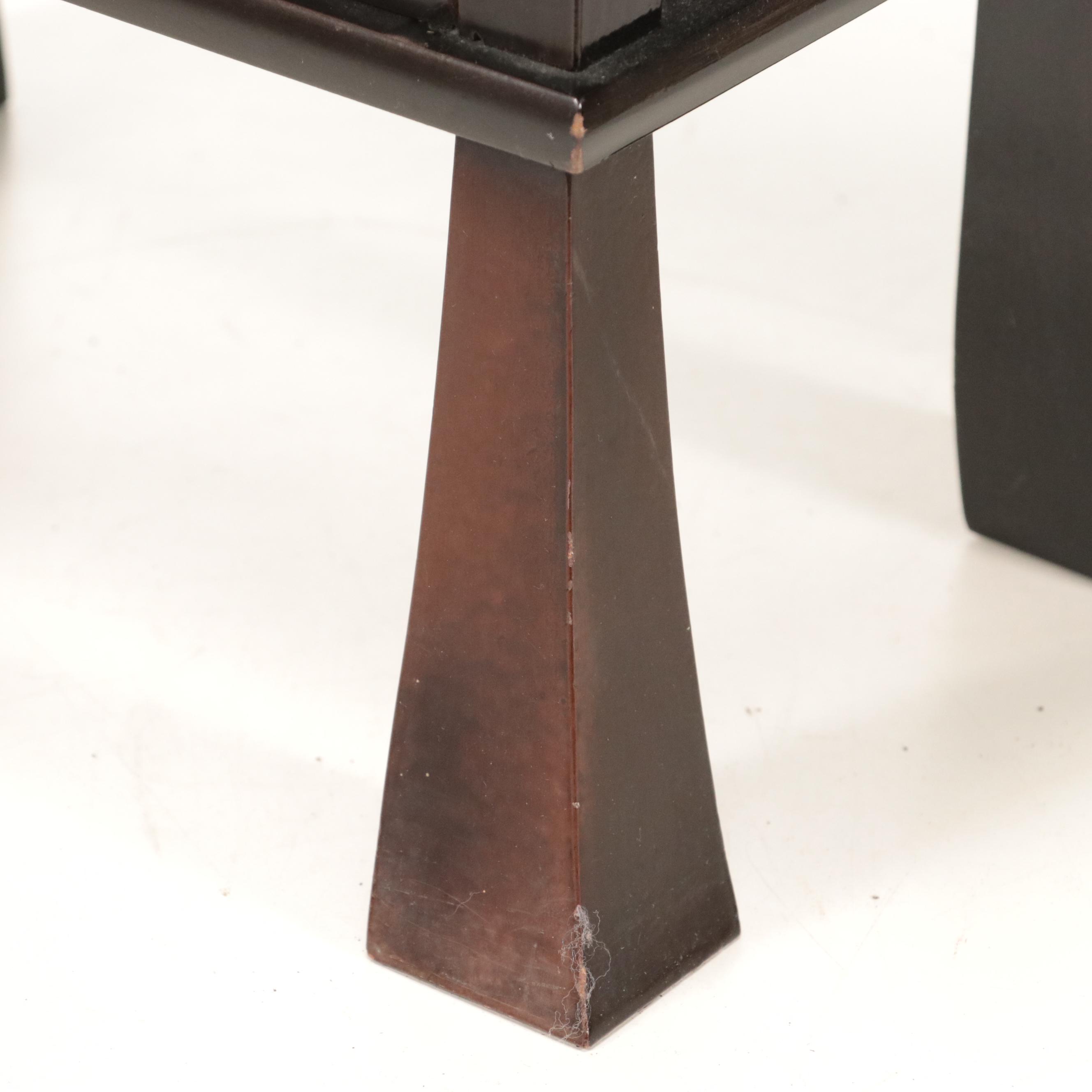 Southeast Asian Style Wooden Triangular Box with Stand and Chopsticks