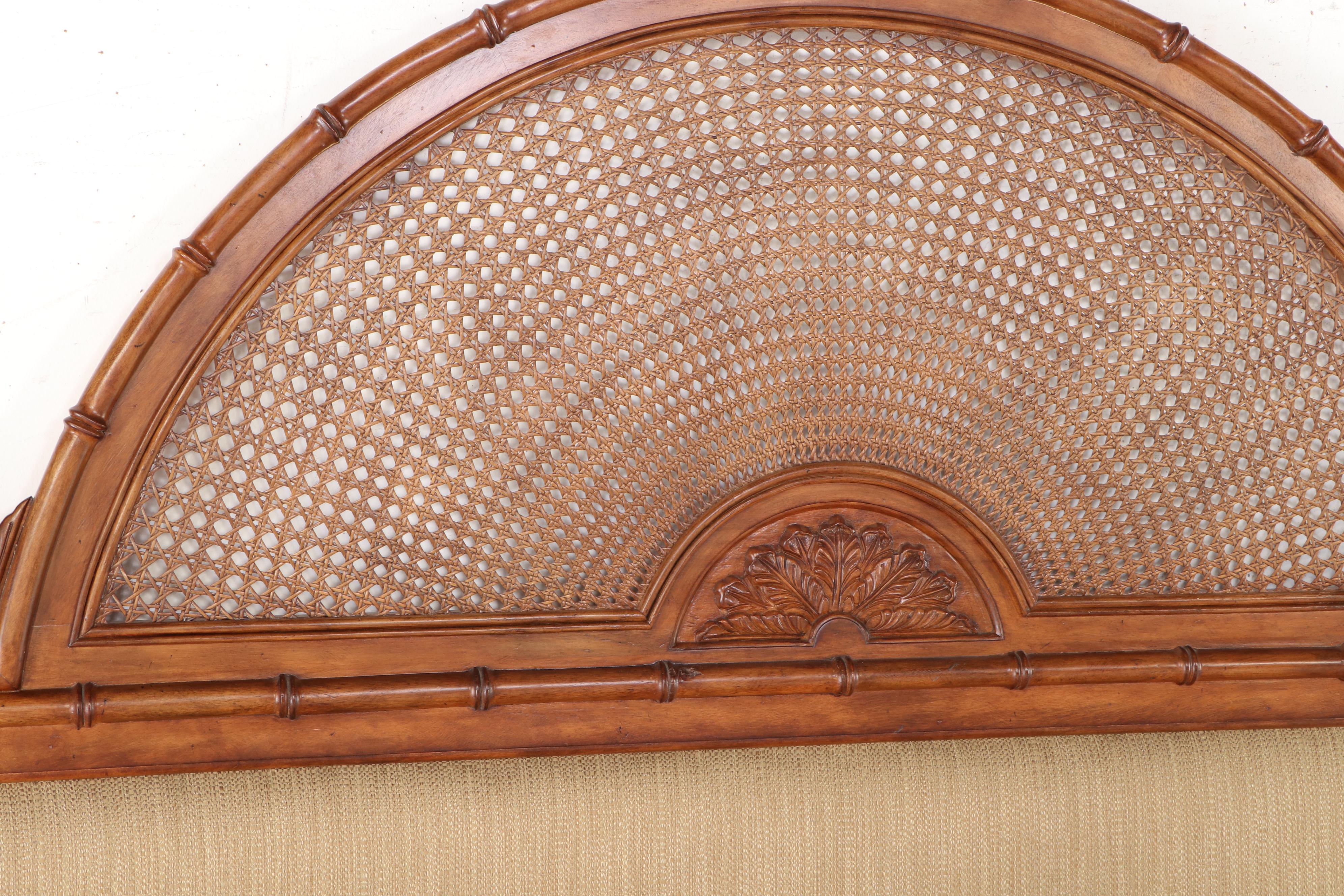 Drexel-Heritage "Palm Court" Upholstered Walnut King-Size Bed Frame