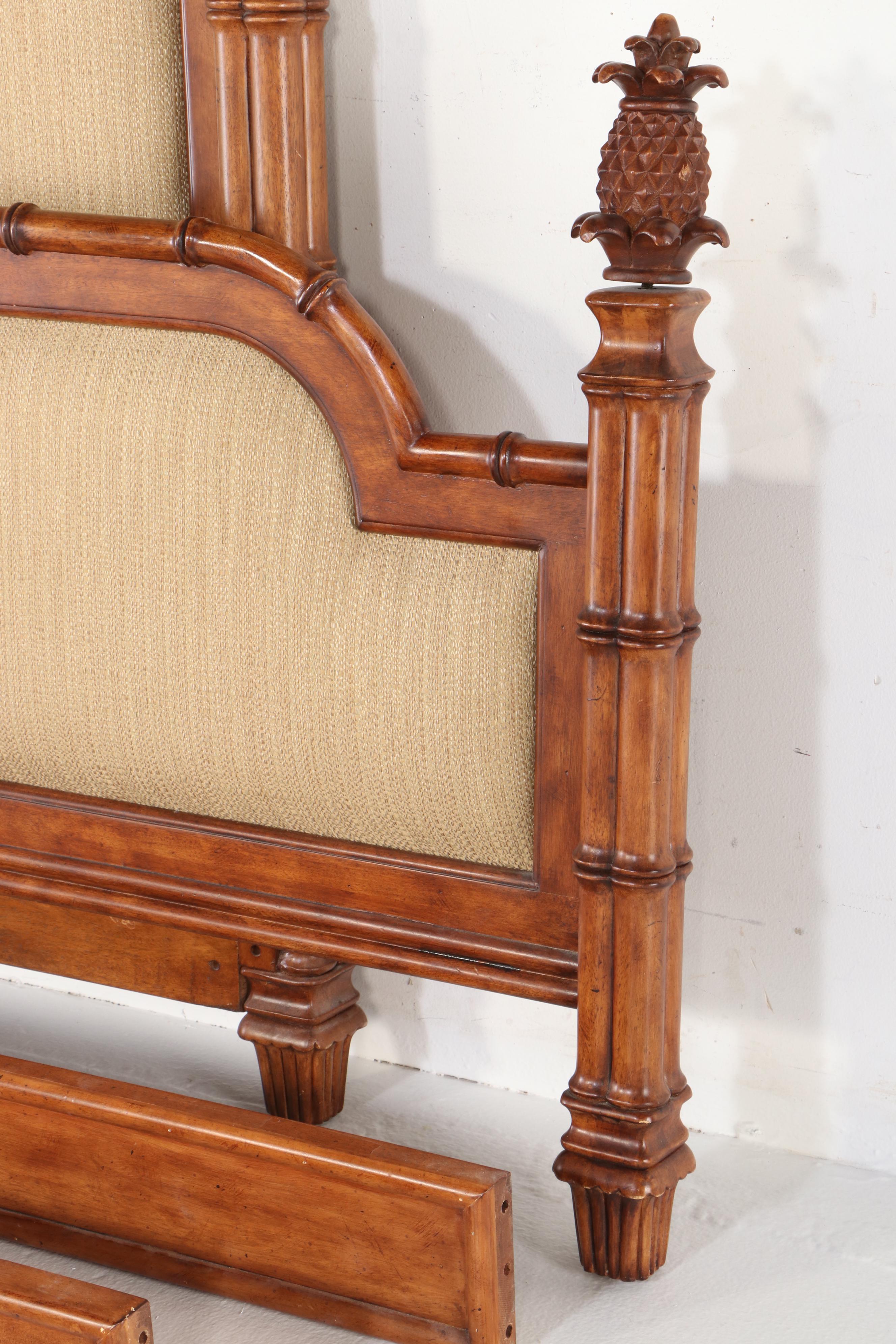 Drexel-Heritage "Palm Court" Upholstered Walnut King-Size Bed Frame