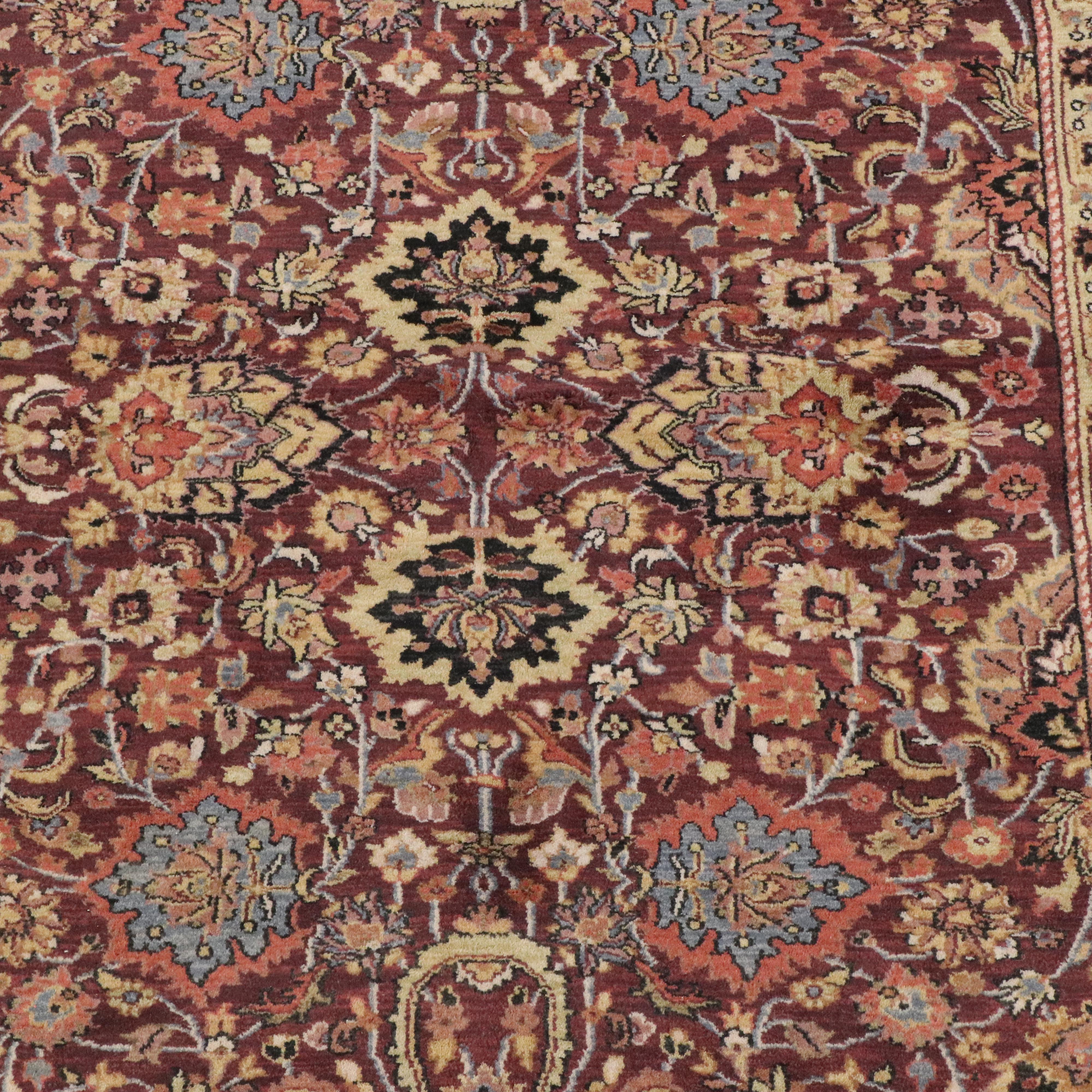 5'9 x 9'2 Hand-Knotted Indian Agra Area Rug