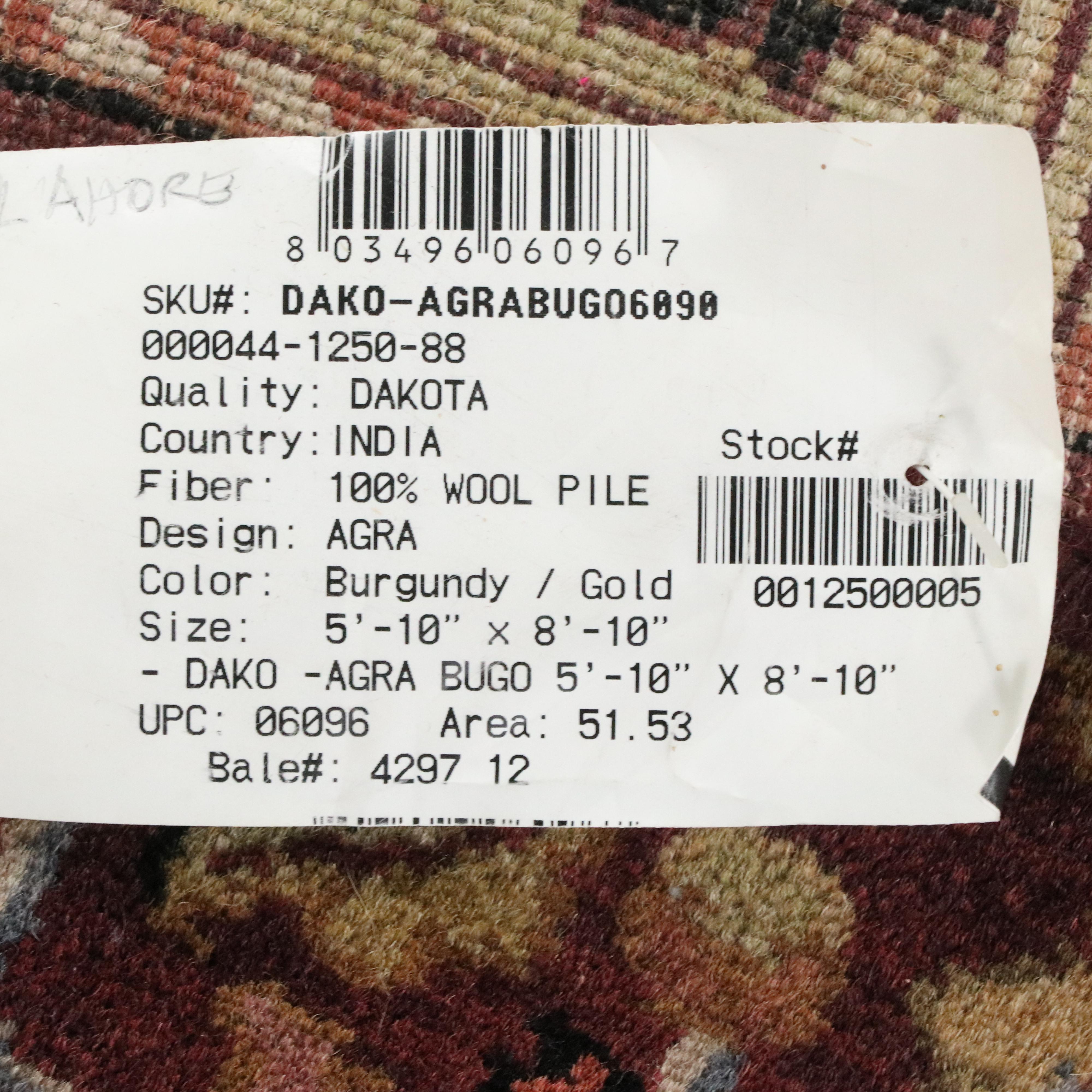 5'9 x 9'2 Hand-Knotted Indian Agra Area Rug