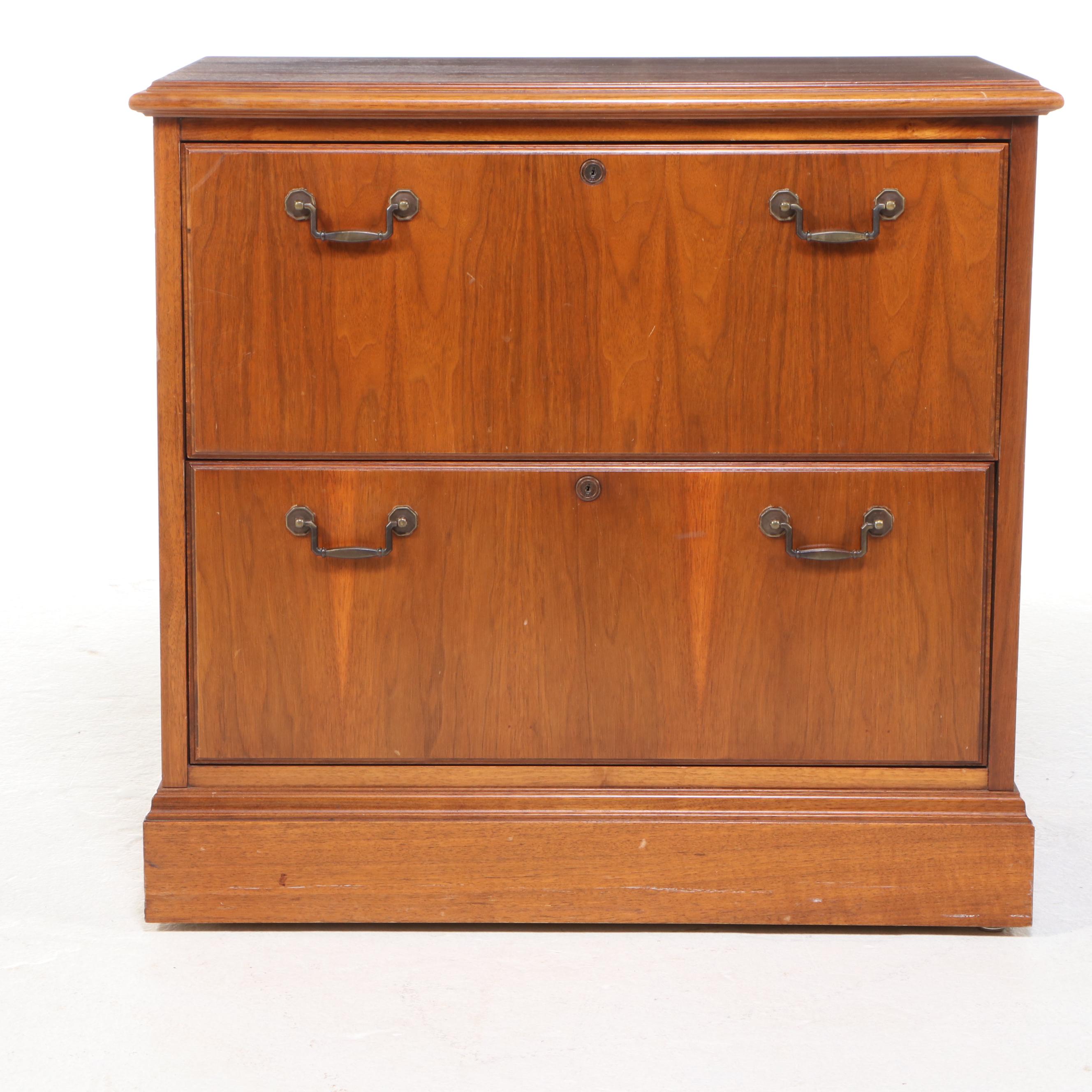 Walnut Two-Drawer Lateral File Cabinet