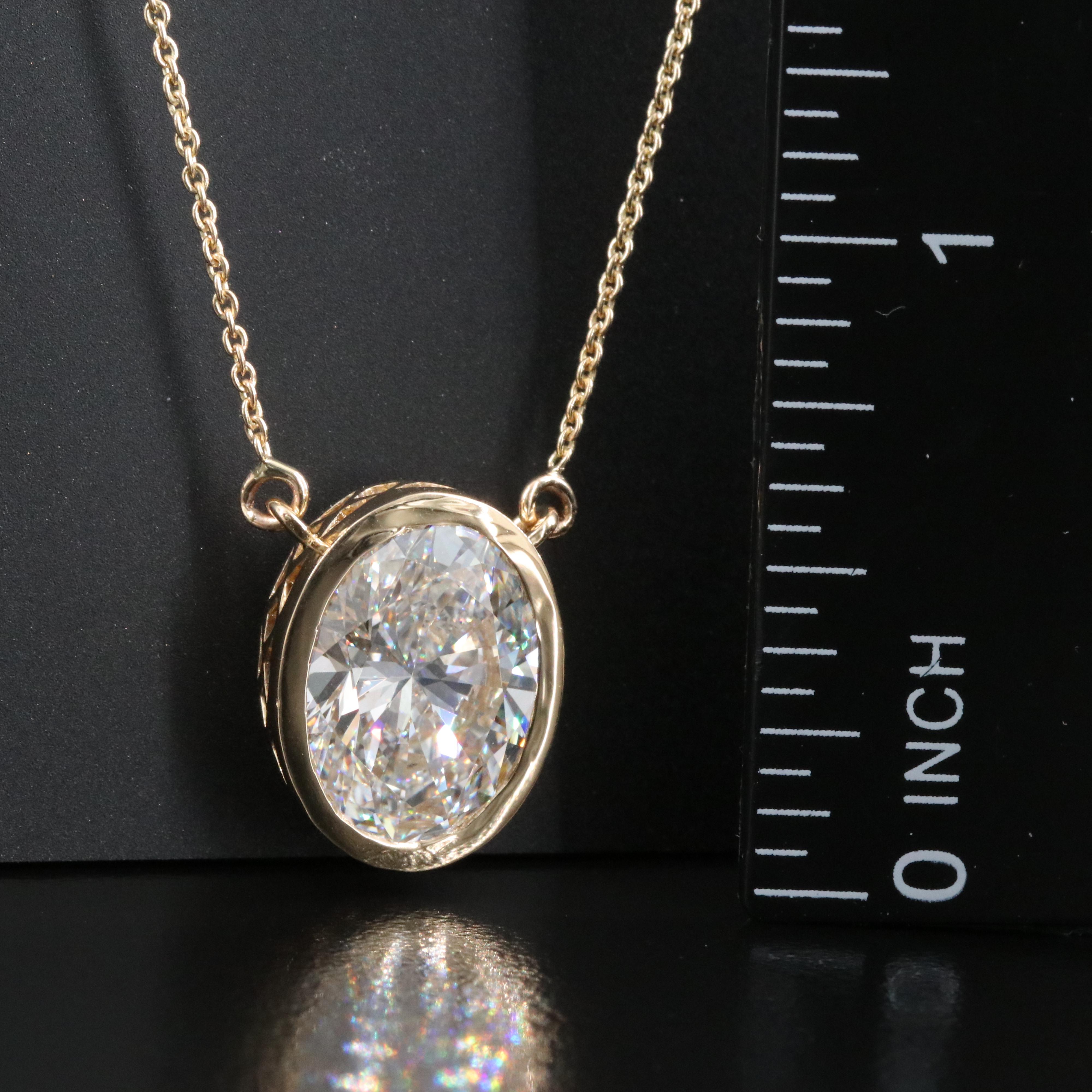 18K 5.00 CT Lab Grown Diamond Solitaire Pendant Necklace with IGI Report