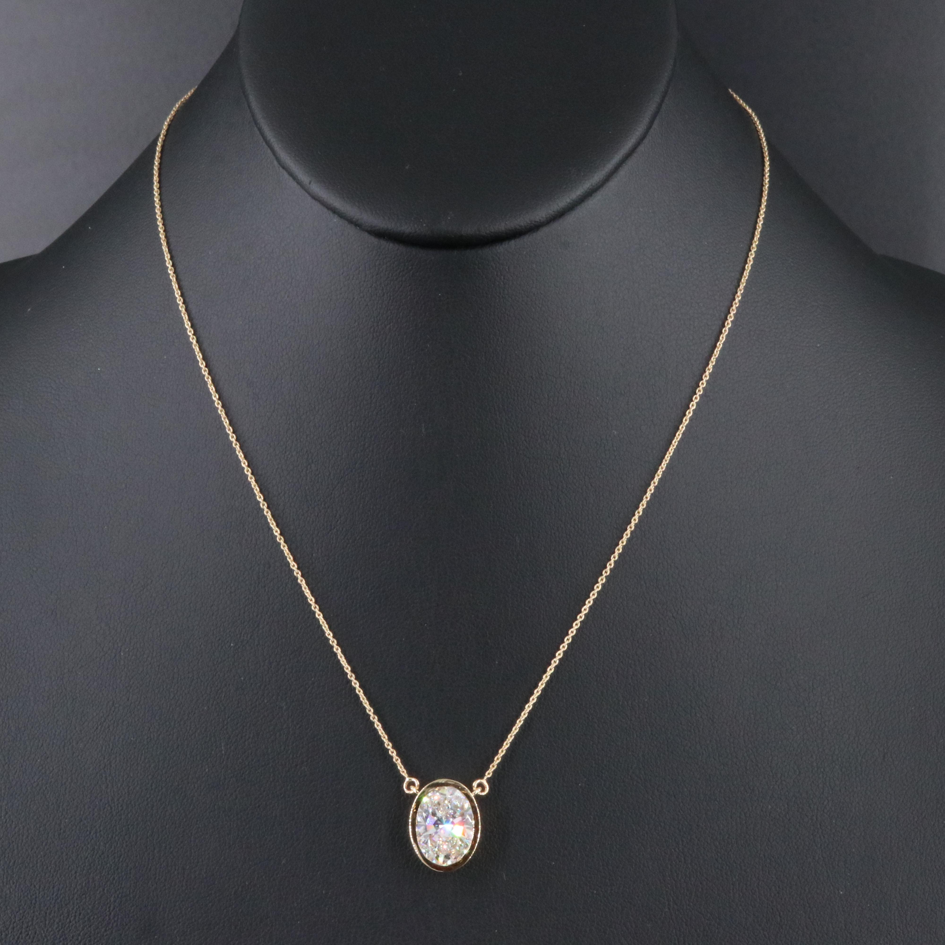 18K 5.00 CT Lab Grown Diamond Solitaire Pendant Necklace with IGI Report