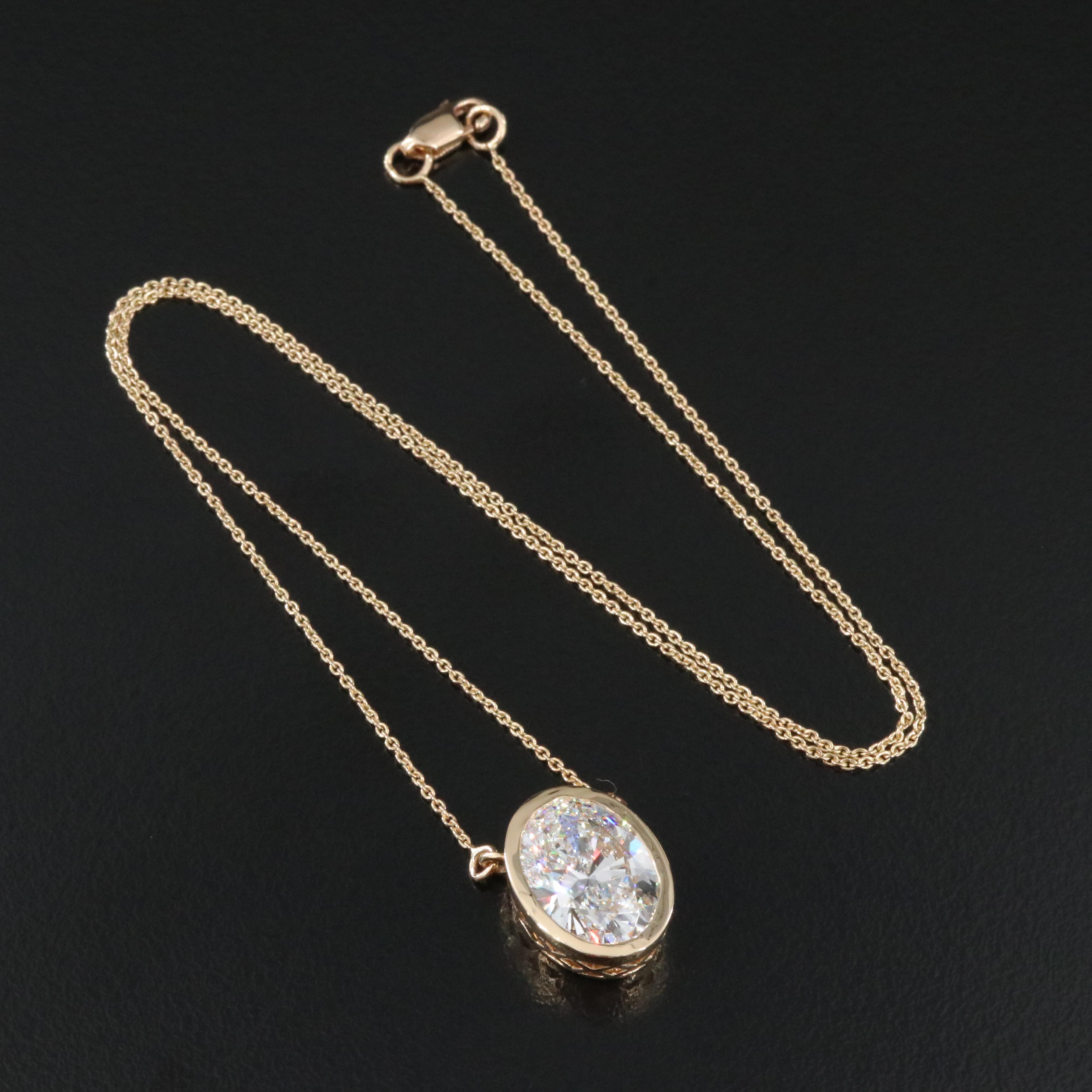 18K 5.00 CT Lab Grown Diamond Solitaire Pendant Necklace with IGI Report