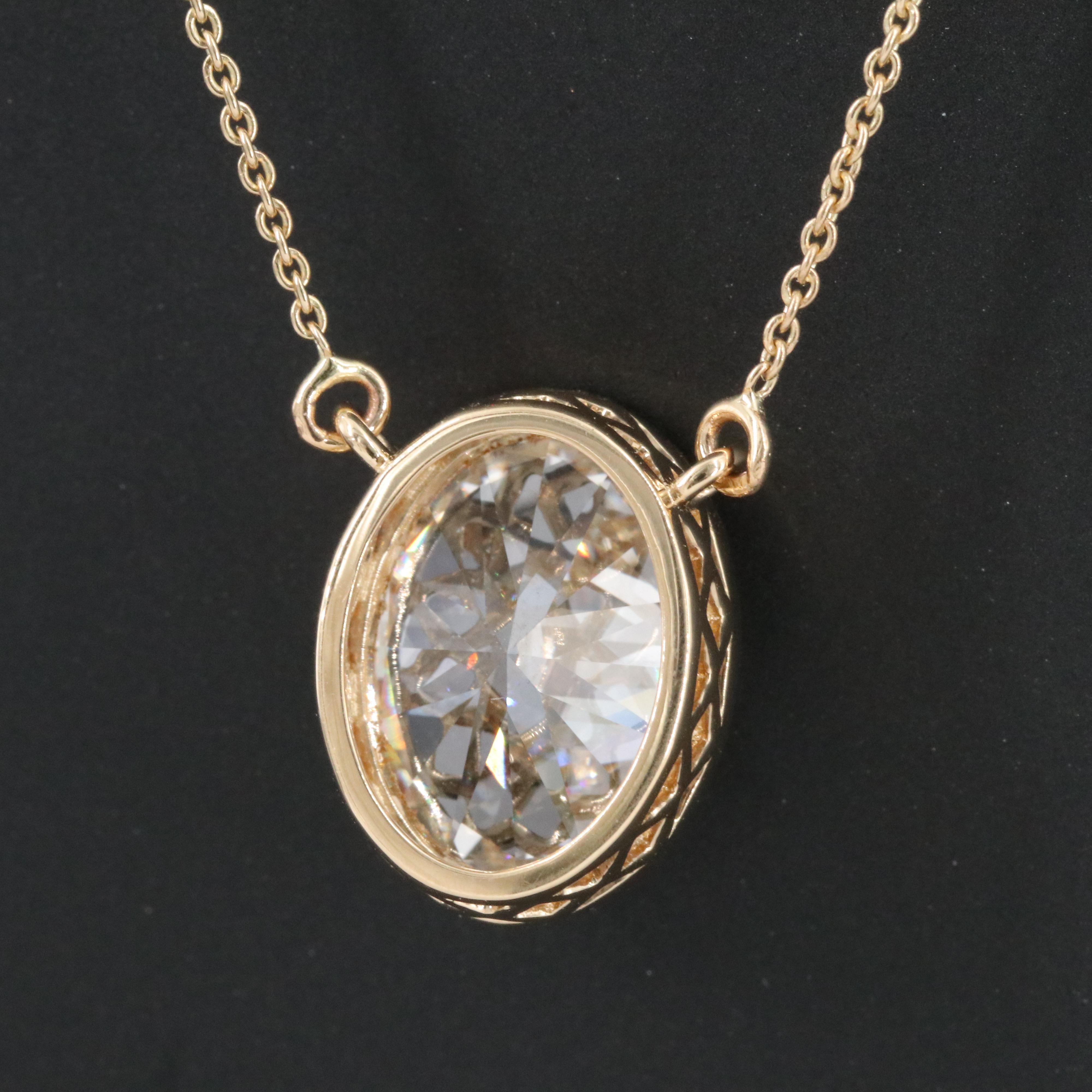 18K 5.00 CT Lab Grown Diamond Solitaire Pendant Necklace with IGI Report