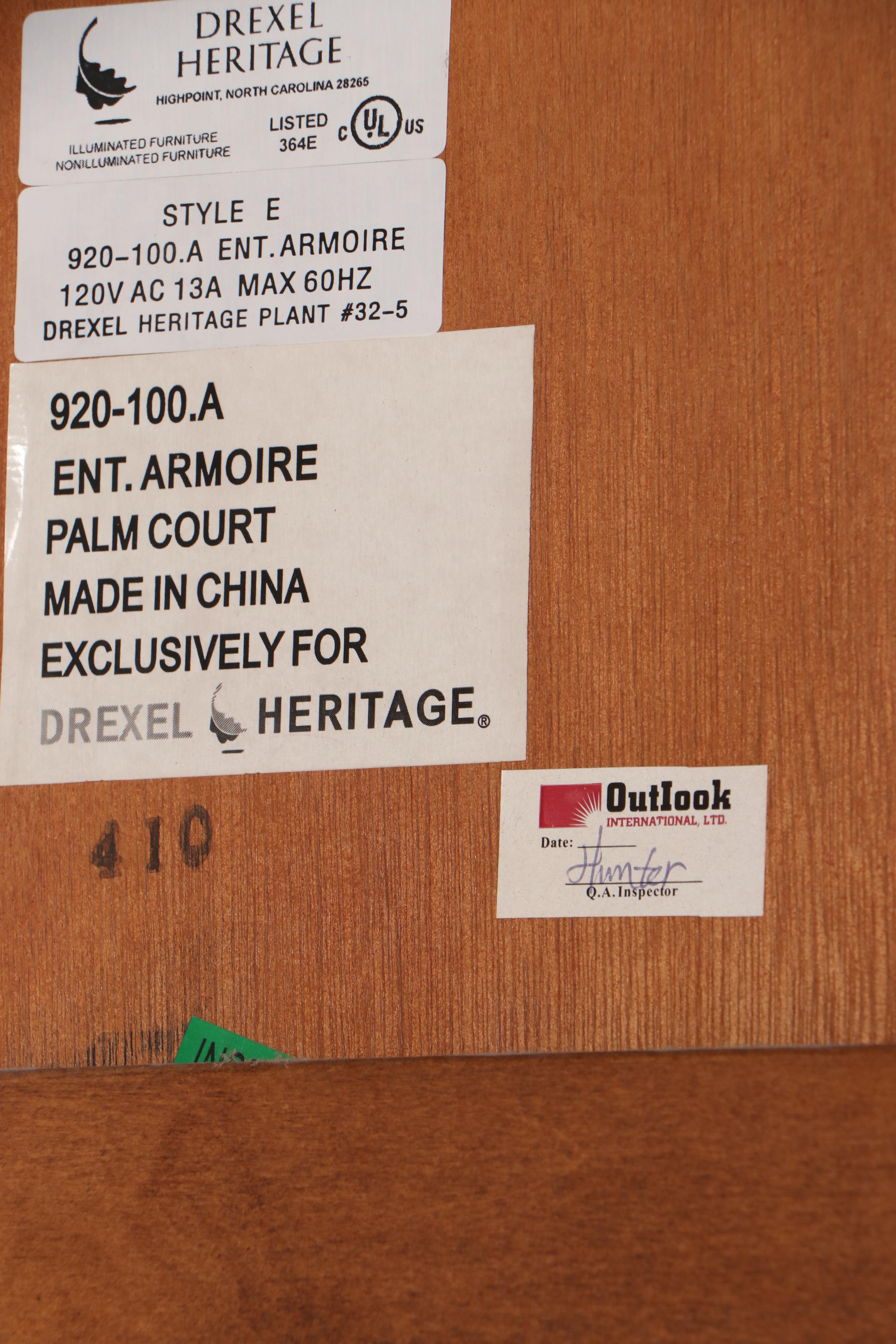 Drexel-Heritage "Palm Court" Walnut Media Cabinet/Armoire