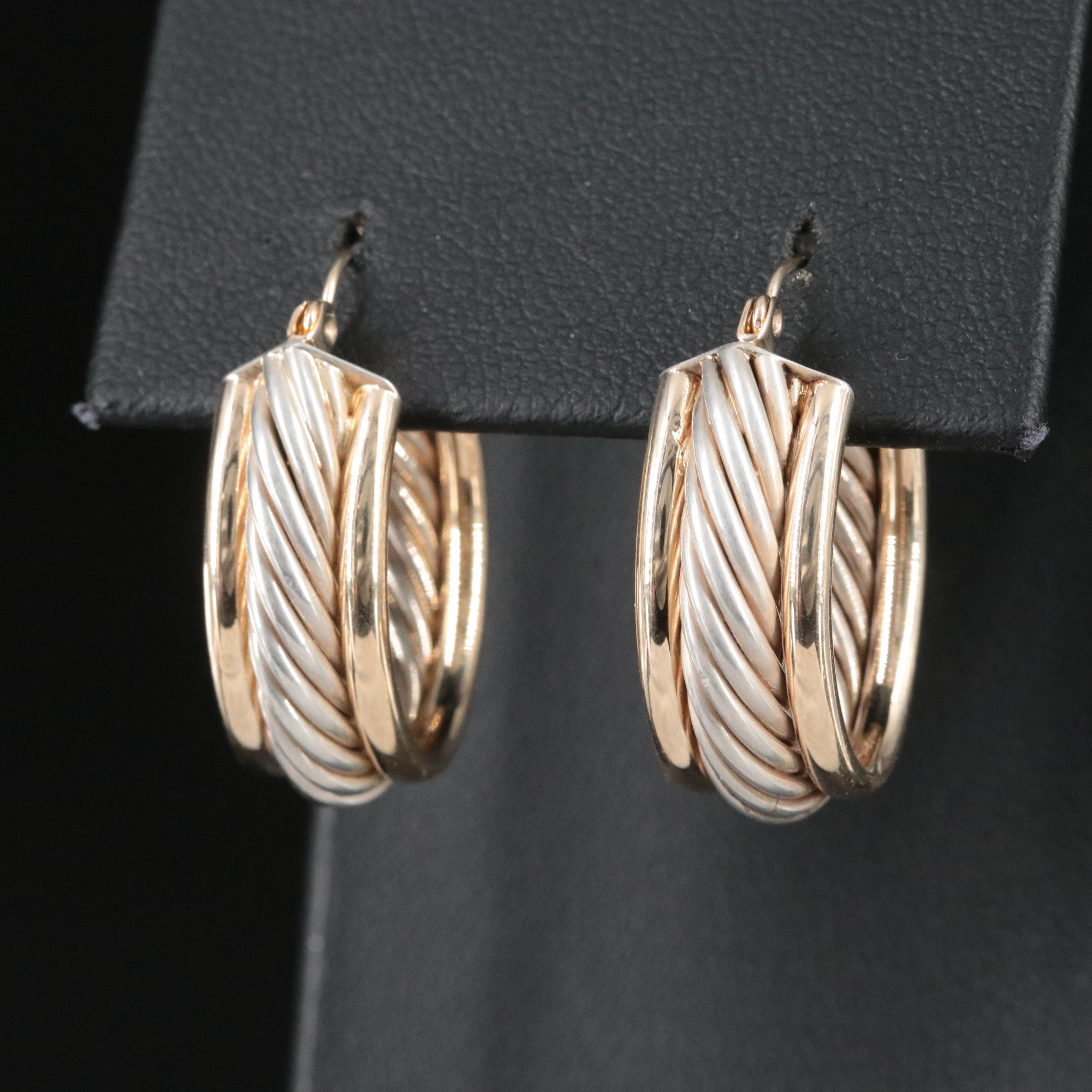 Andrea Candela Sterling and 14K  Twist Hoop Earrings