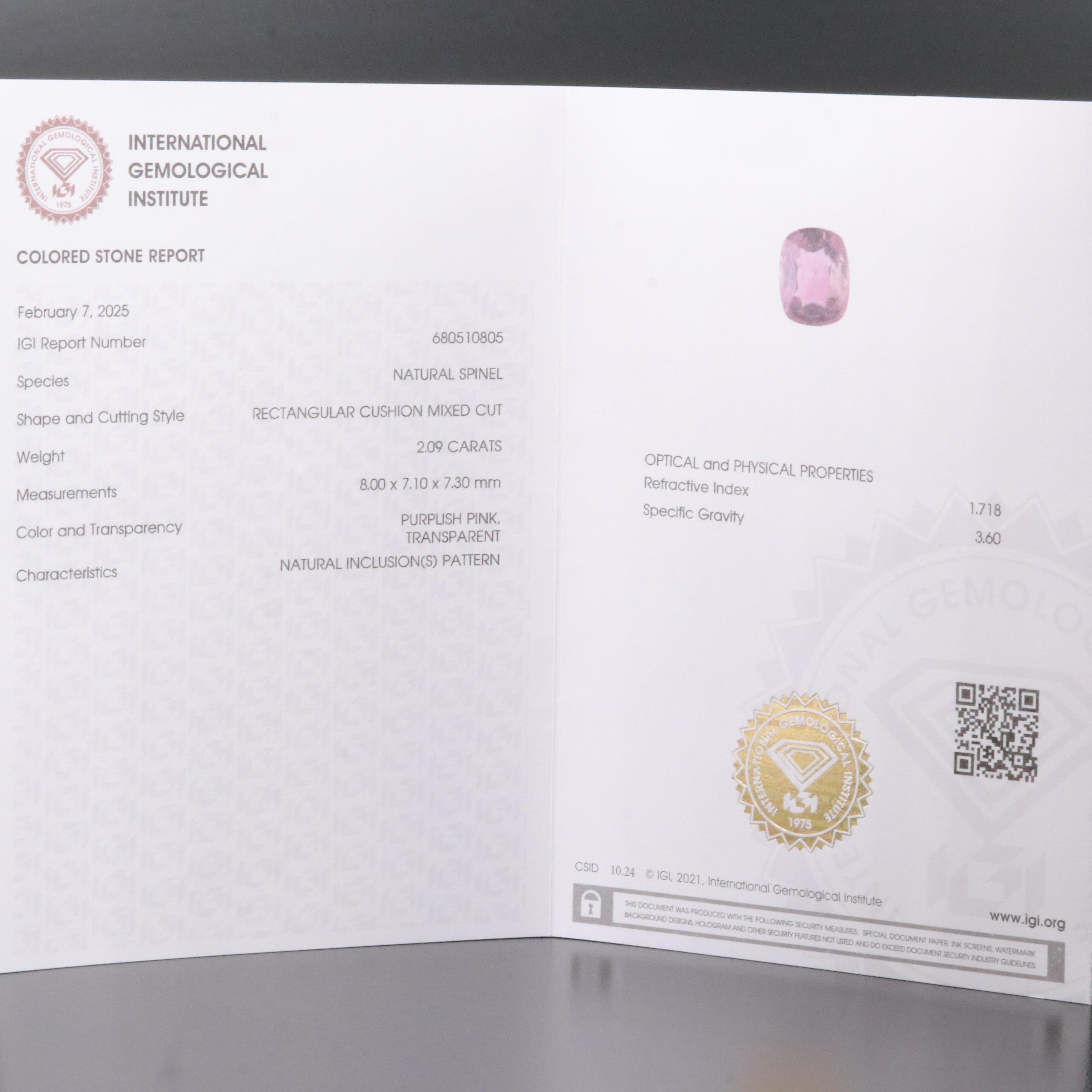 Loose 2.09 CT Spinel with IGI Report