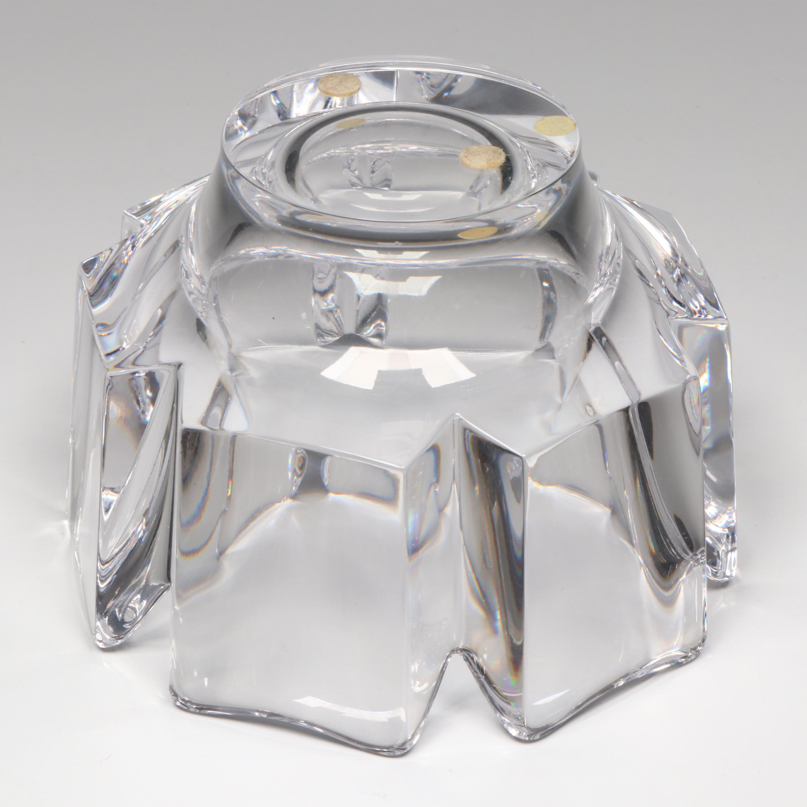 Orrefors "Corona" Crystal Bowl and Other Blown Blue Glass Vase