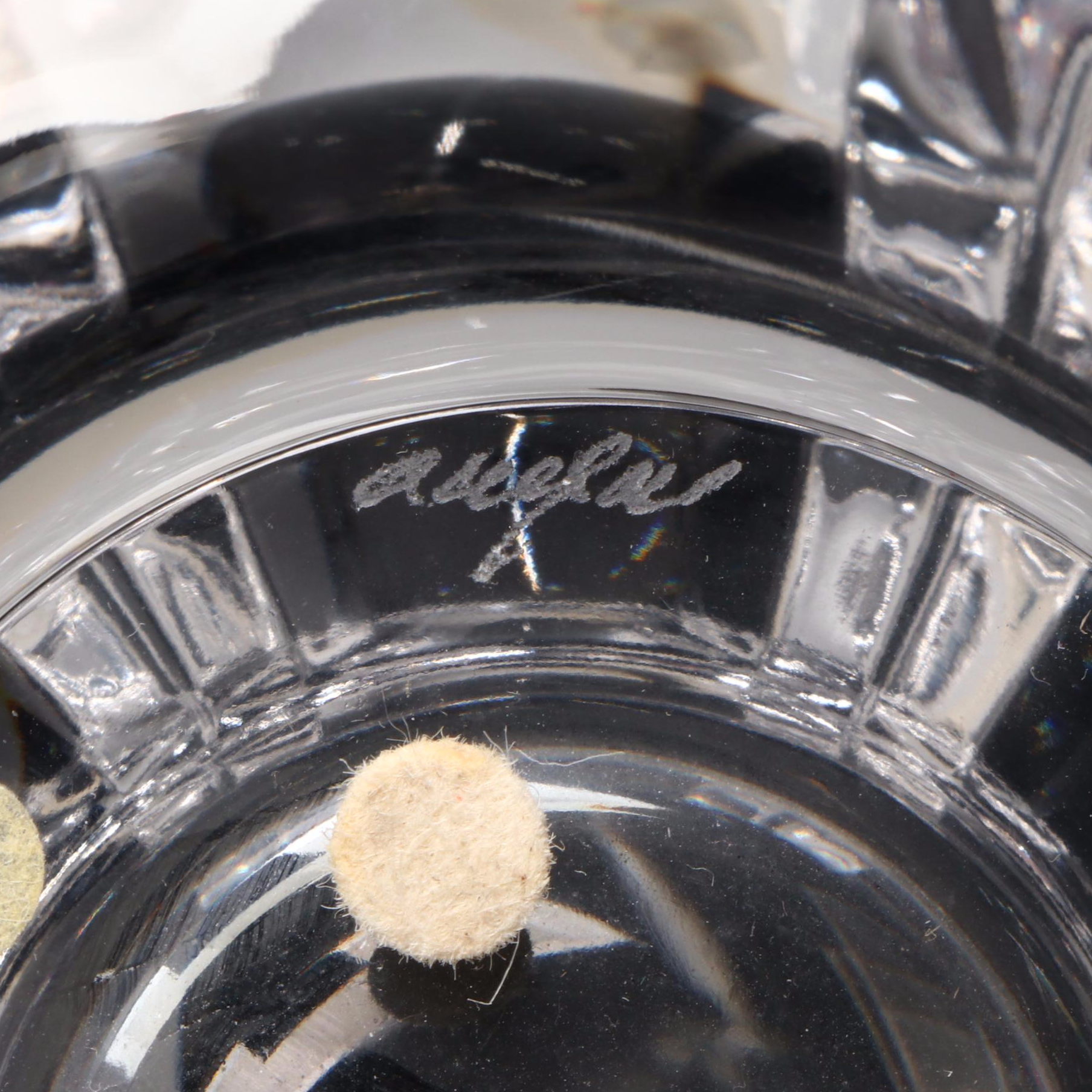 Orrefors "Corona" Crystal Bowl and Other Blown Blue Glass Vase