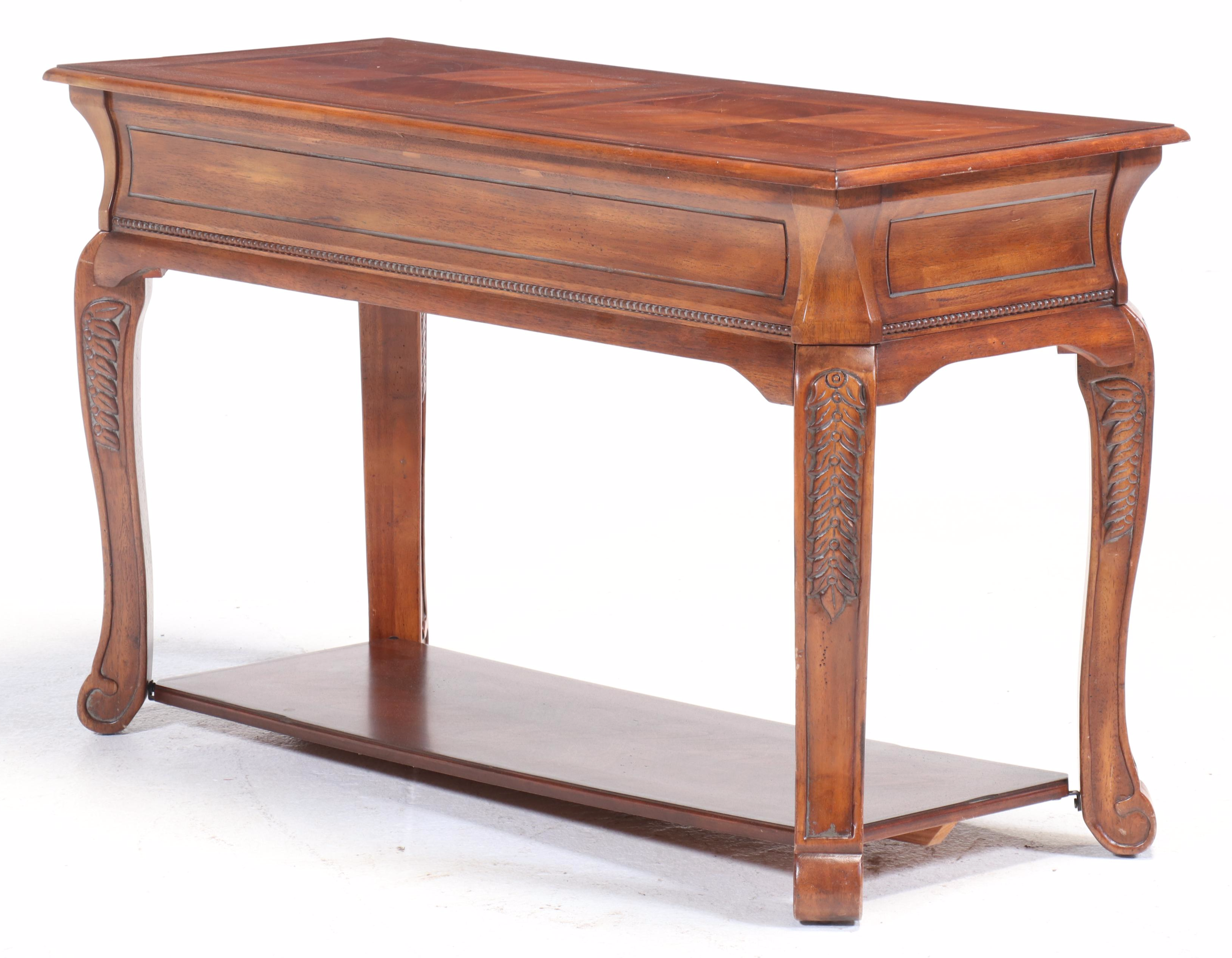 Klaussner Mahogany Bookmatch Inlaid Two-Drawer Console or Sofa Table