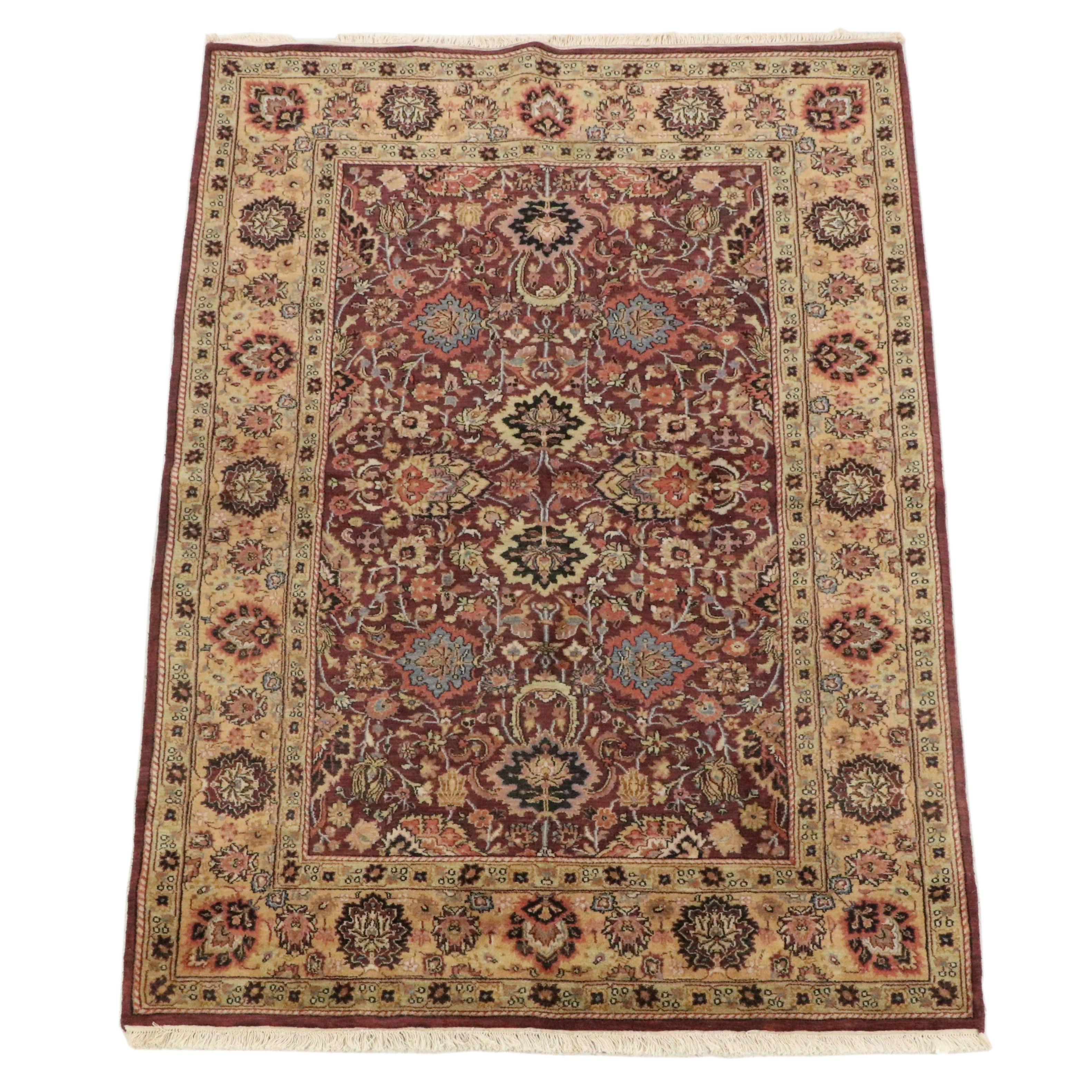 5'9 x 9'2 Hand-Knotted Indian Agra Area Rug