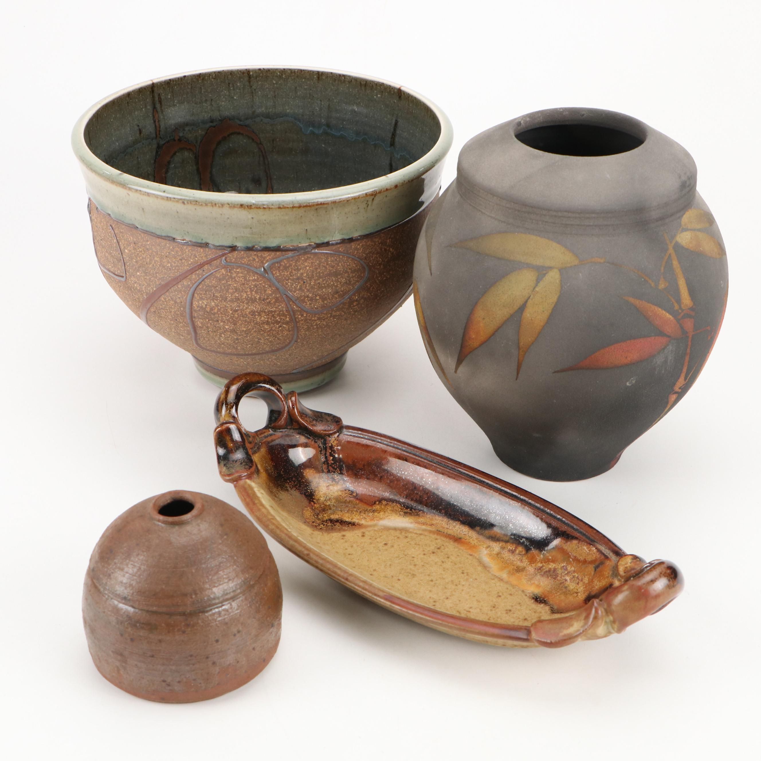 Signed Art Pottery Stoneware and Raku Vases and Décor