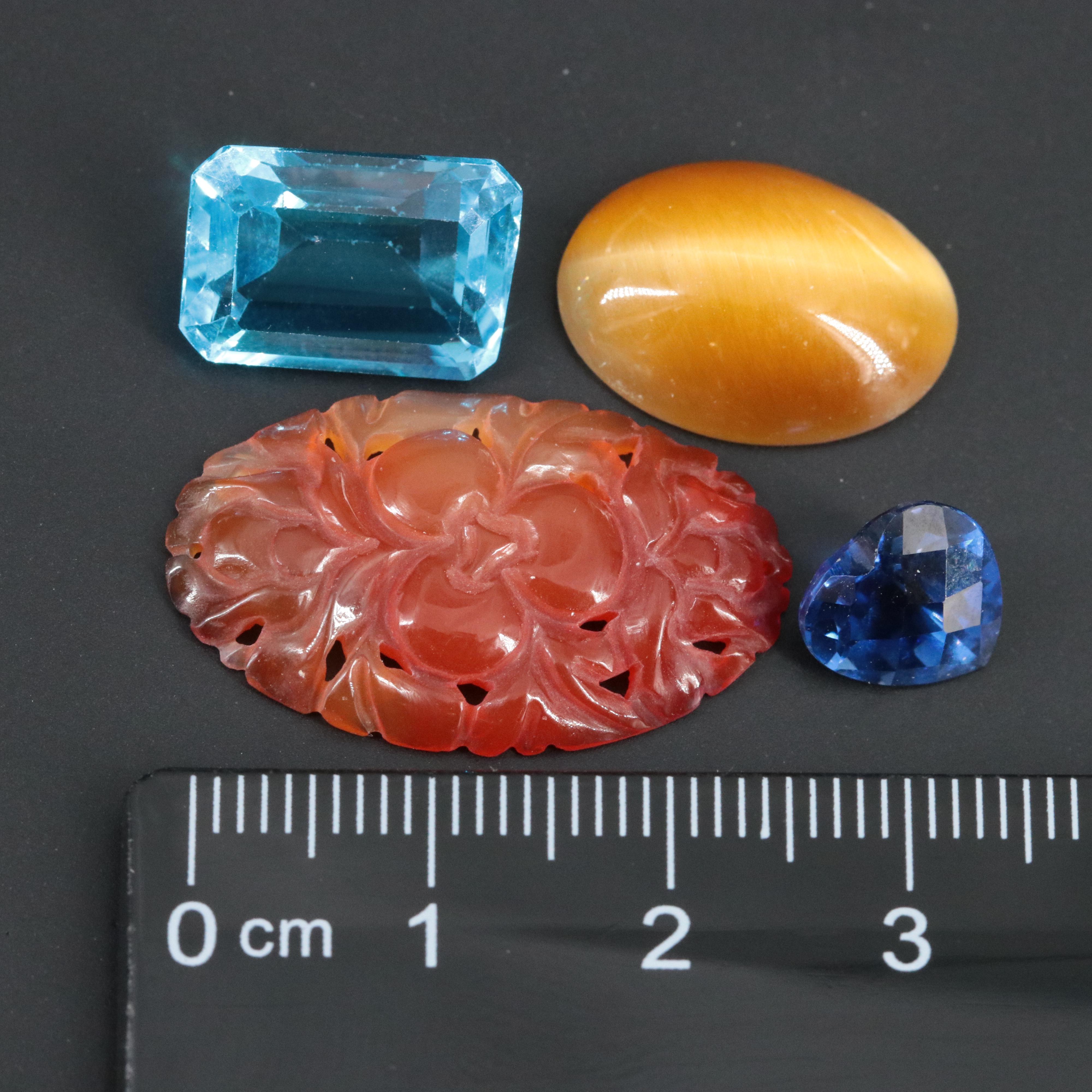 Loose Sapphire, Lab Grown Sapphire and  Tiger's Eye Lot