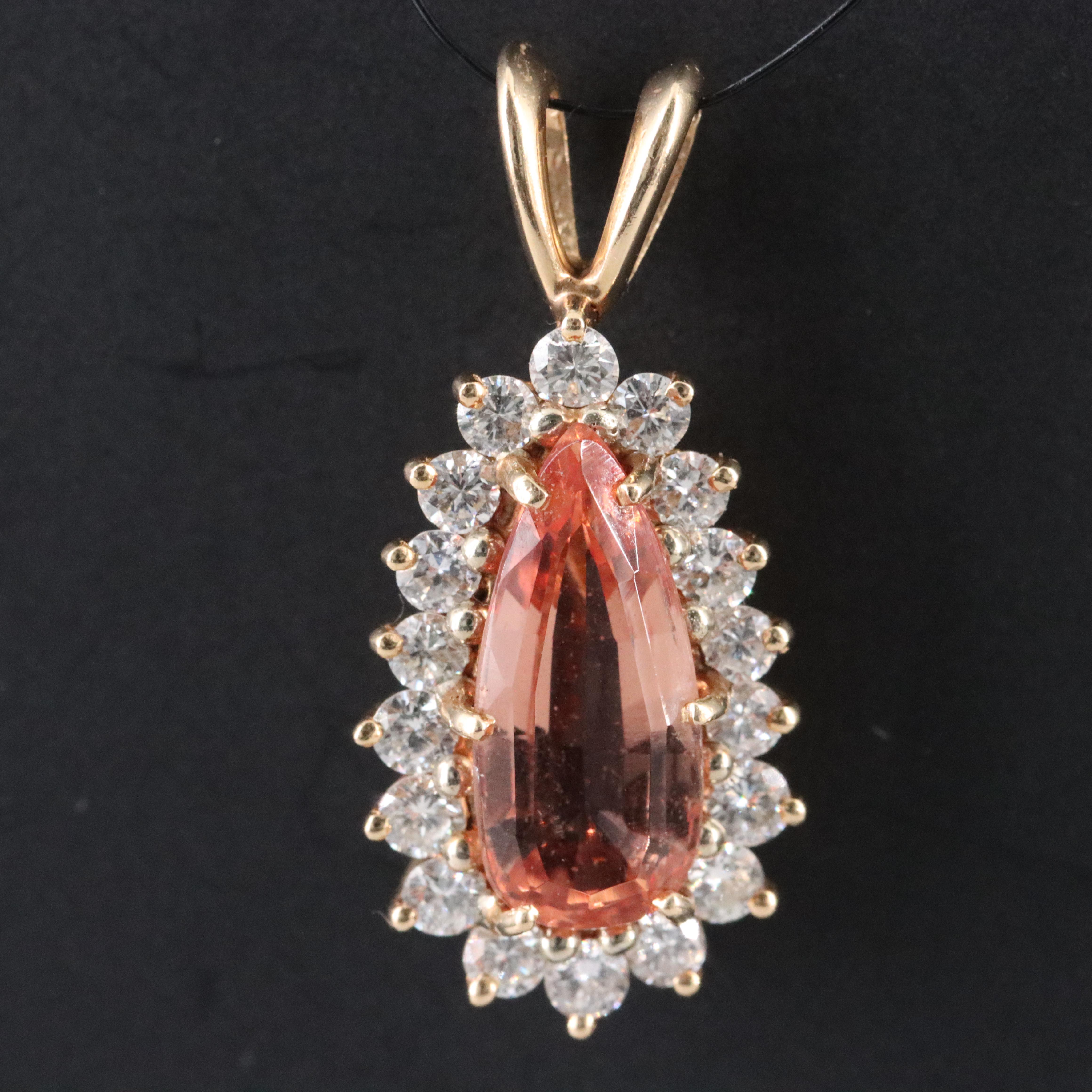 14K Andalusite and Diamond Pendant